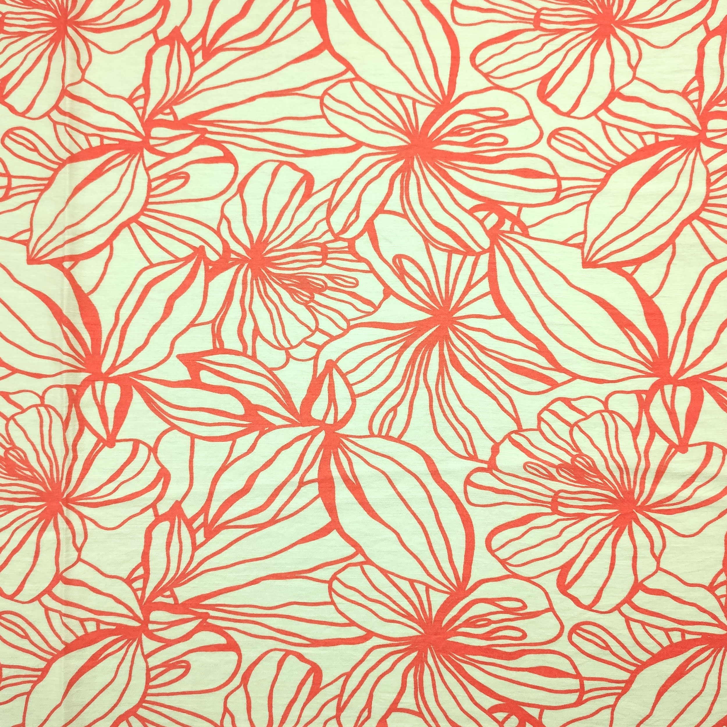 Mezcla de Viscosa Flores Naranja Fondo Grande Beige