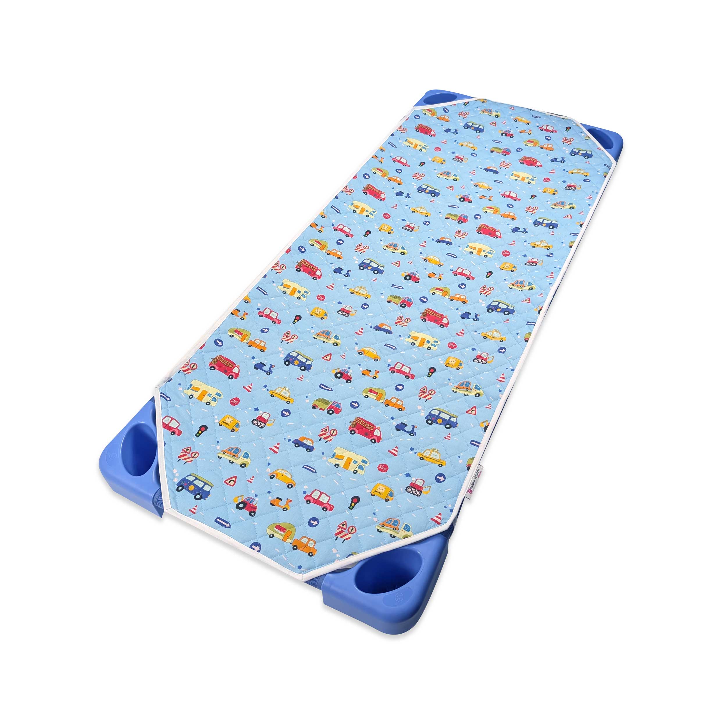 Cot Cover Cars Light Blue Background Image