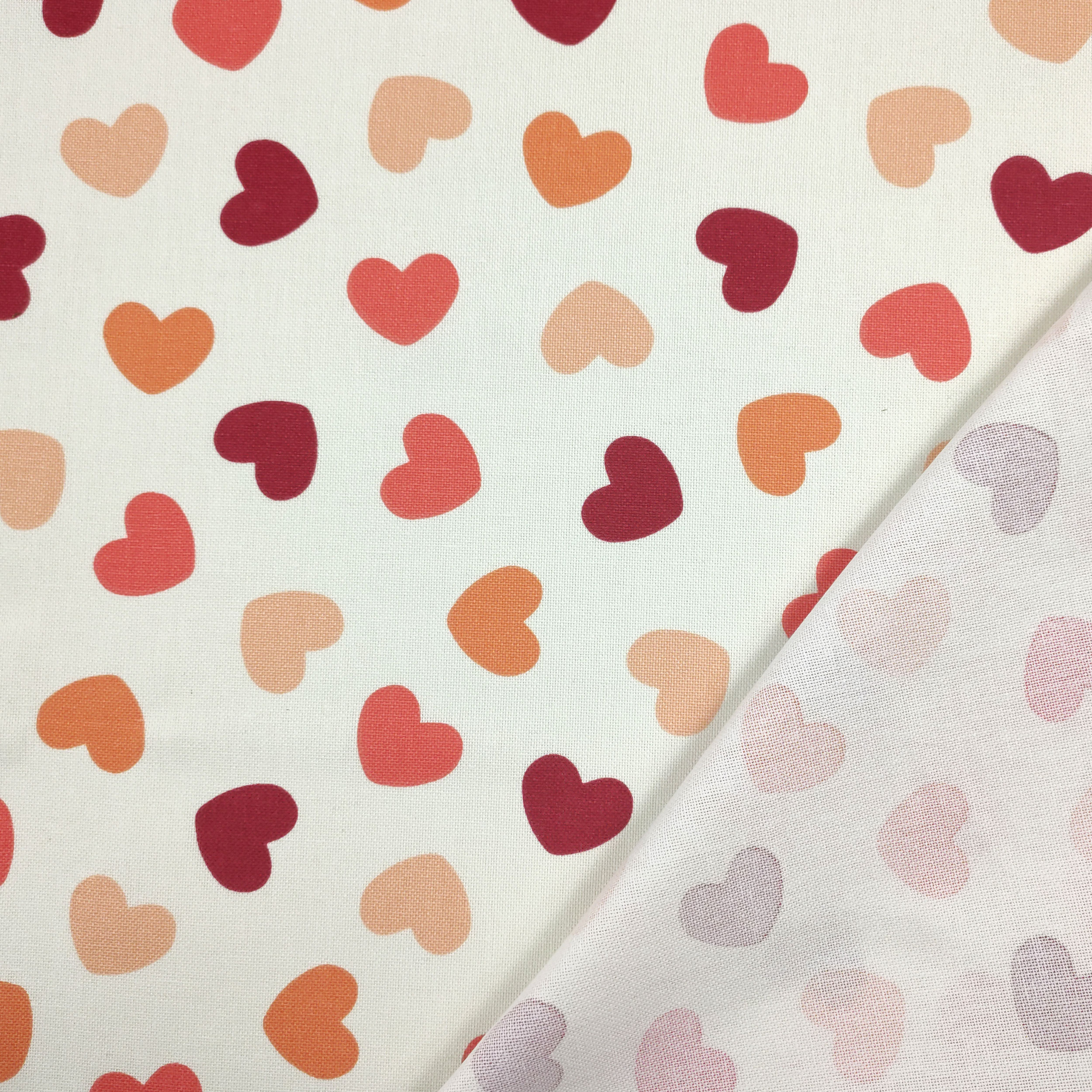 Panama fabric Hearts Red Tones Image