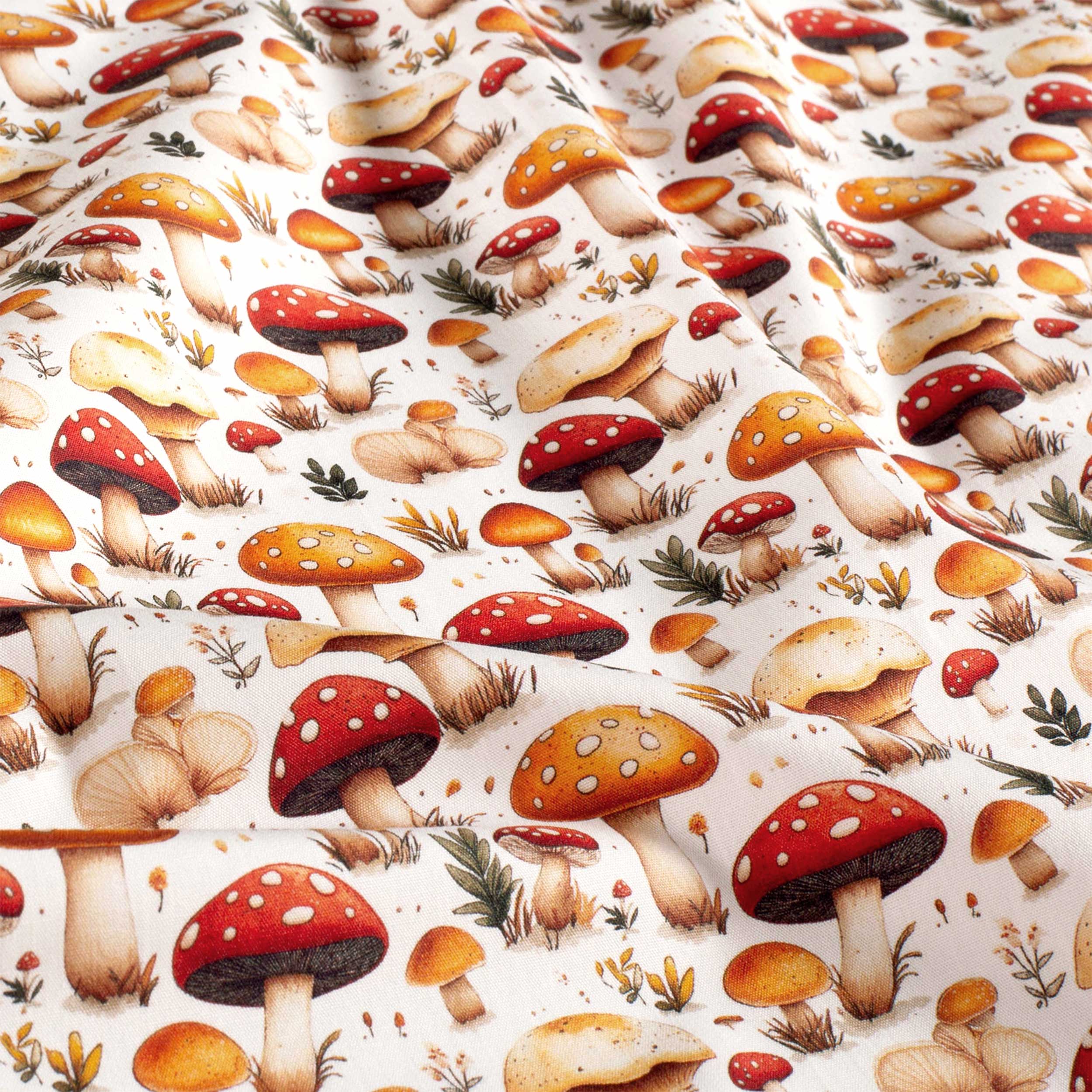 Poplin Cotton Mushroom White Background Image