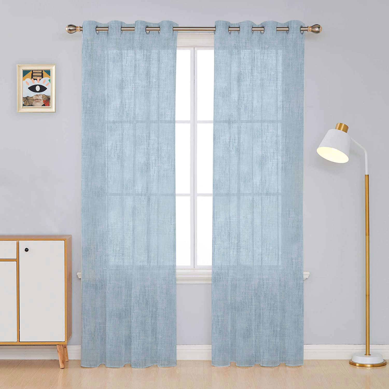 Rideau emballé Effet Lurex Bleu clair