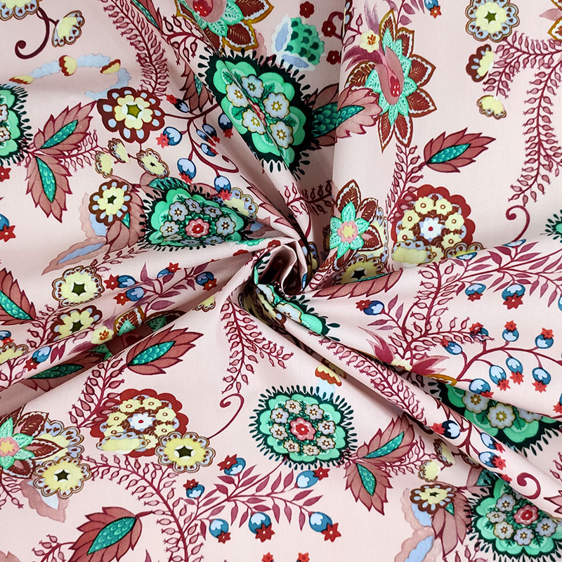 Tissu floral en coton Fond rose Image