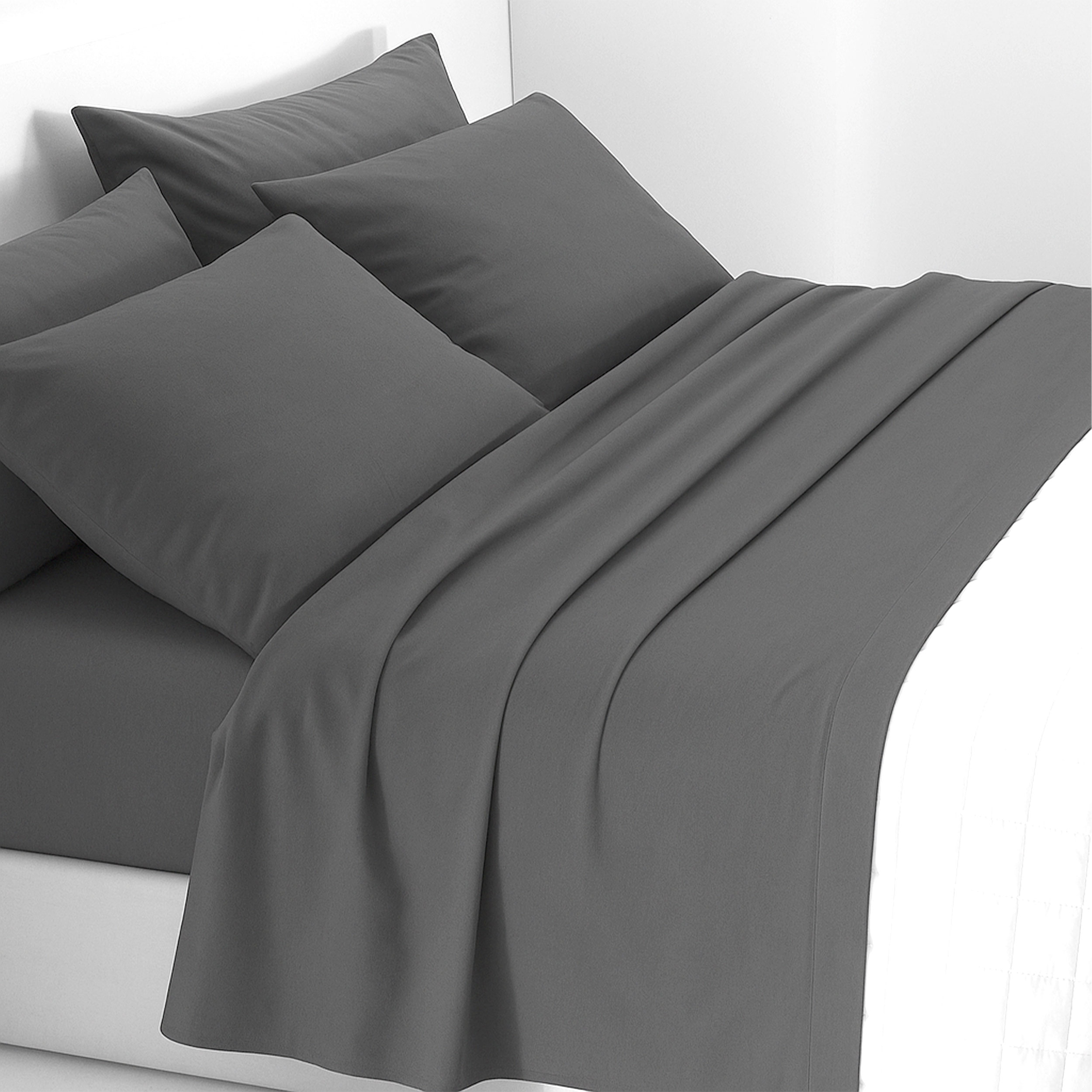 Draps de lit complets gris foncé 1 lit demi-carré Image