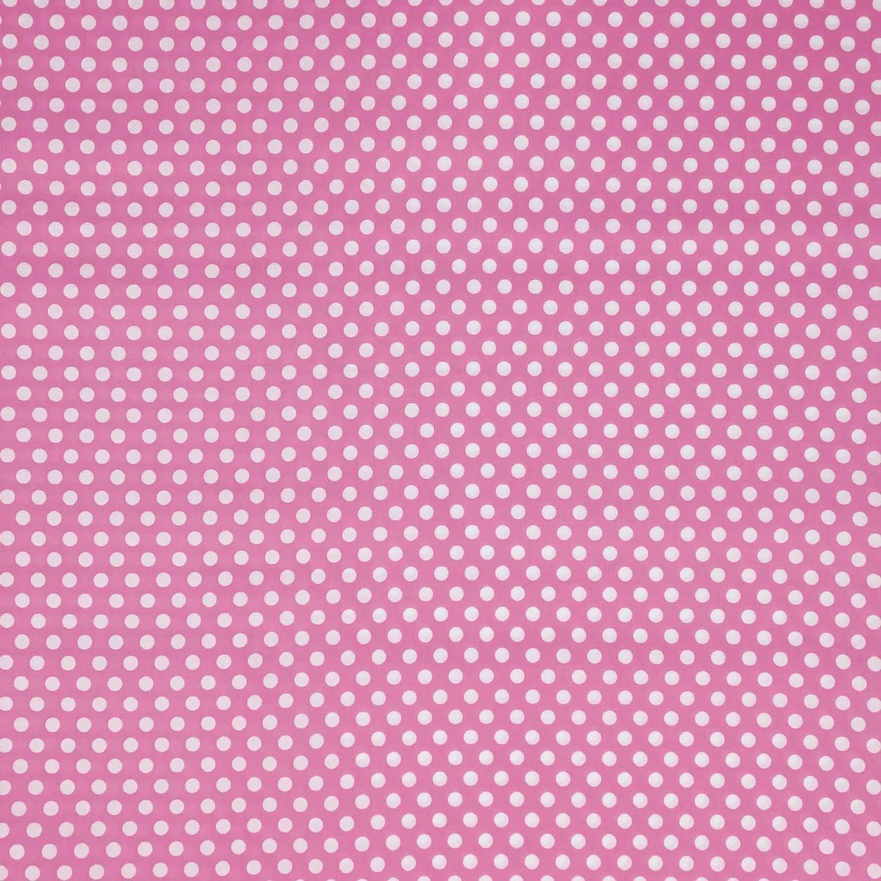 Pink Cotton Fabric Remnant with Large Polka Dots, 115x140 cm Image