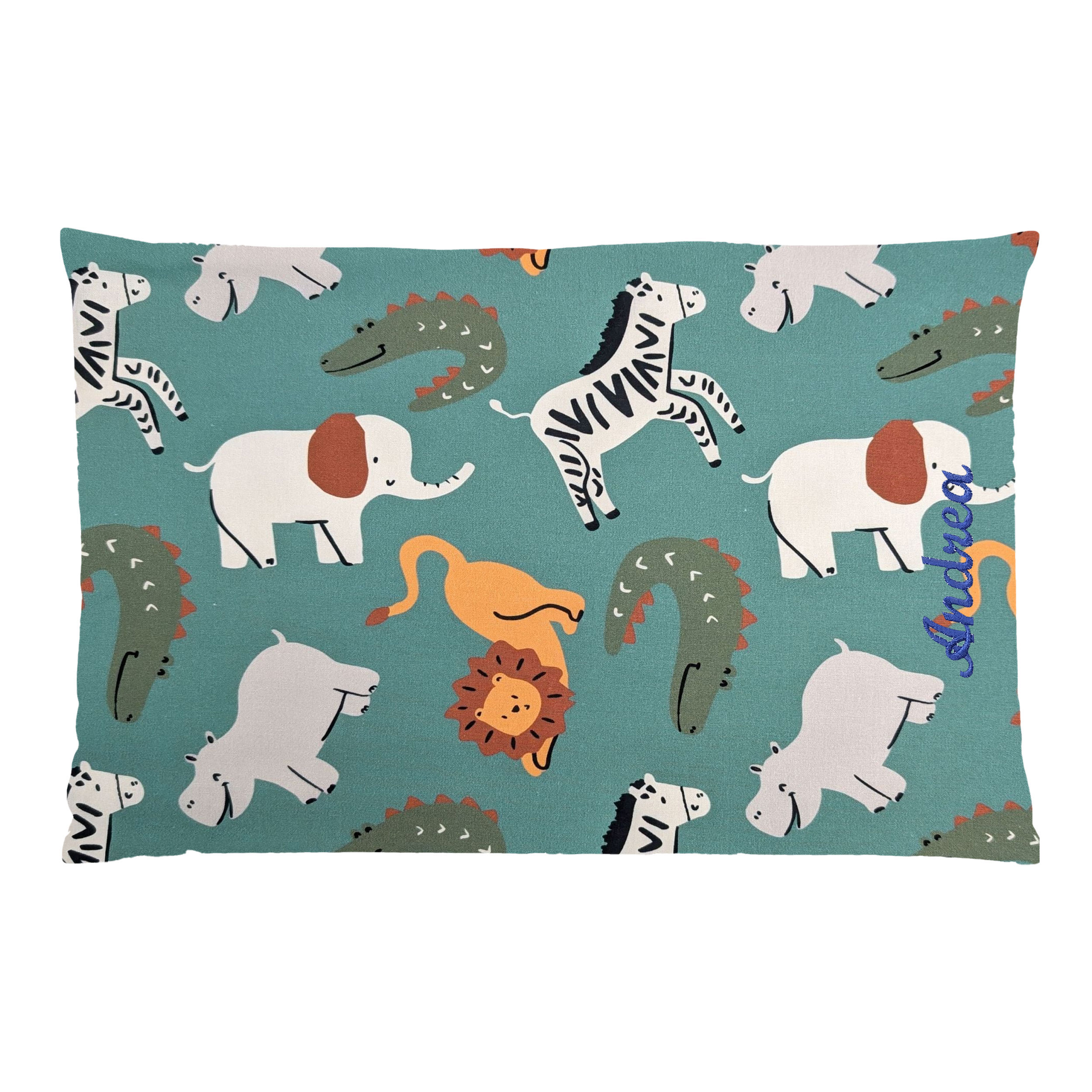 Savannah Animals Pillowcase Green Background Image