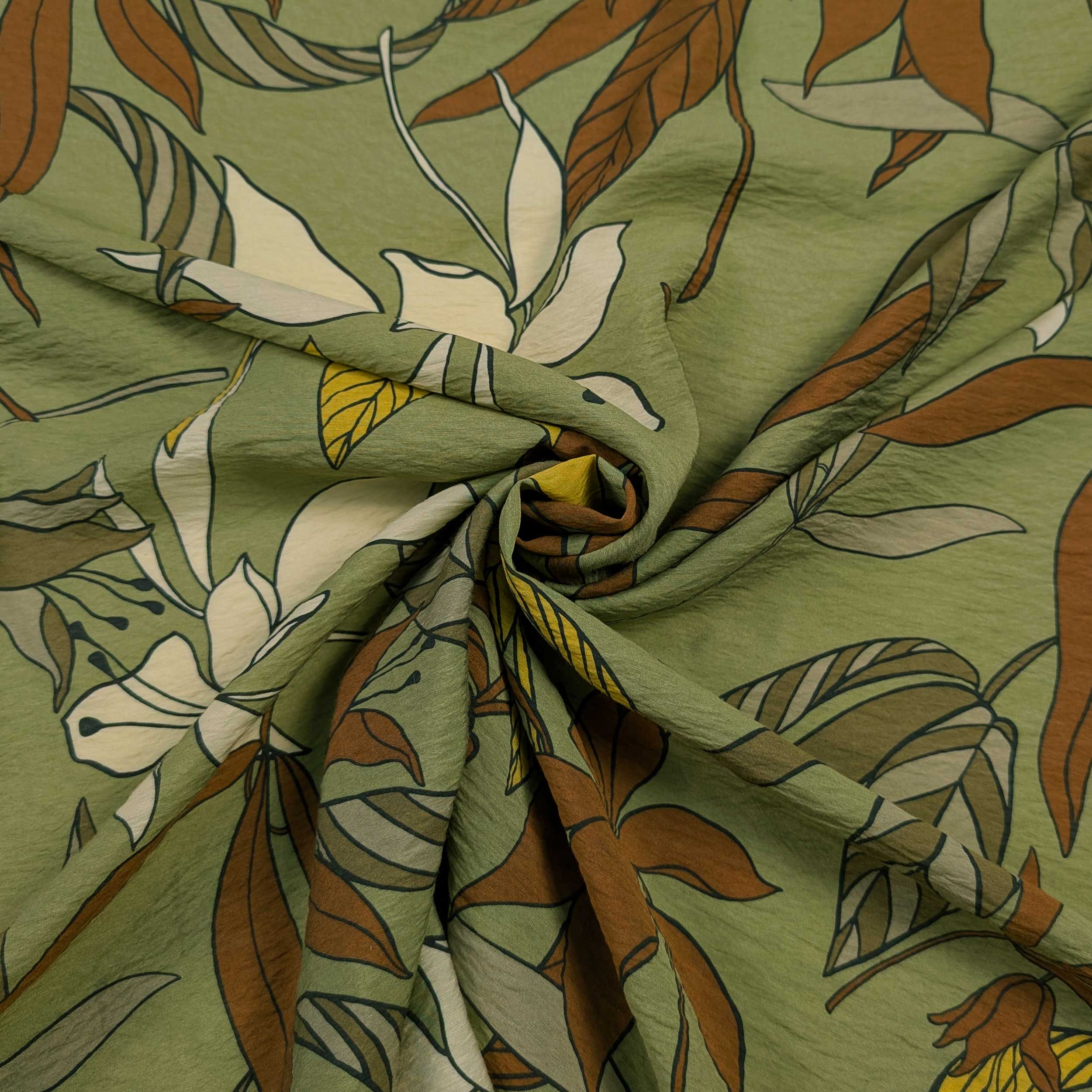 Green Floral Print Viscose Image