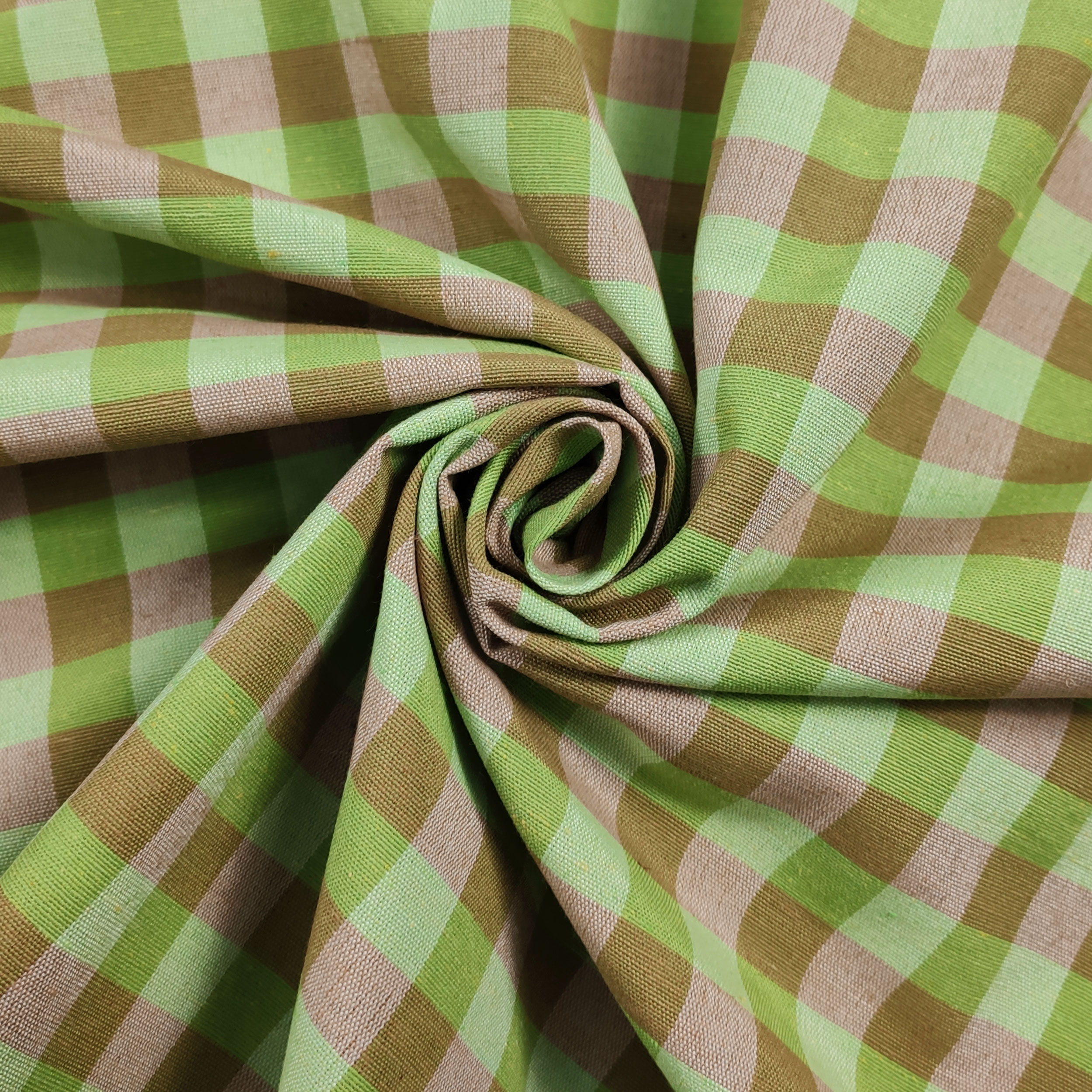 Tissu teint en fil pour nappe à carreaux vert camel