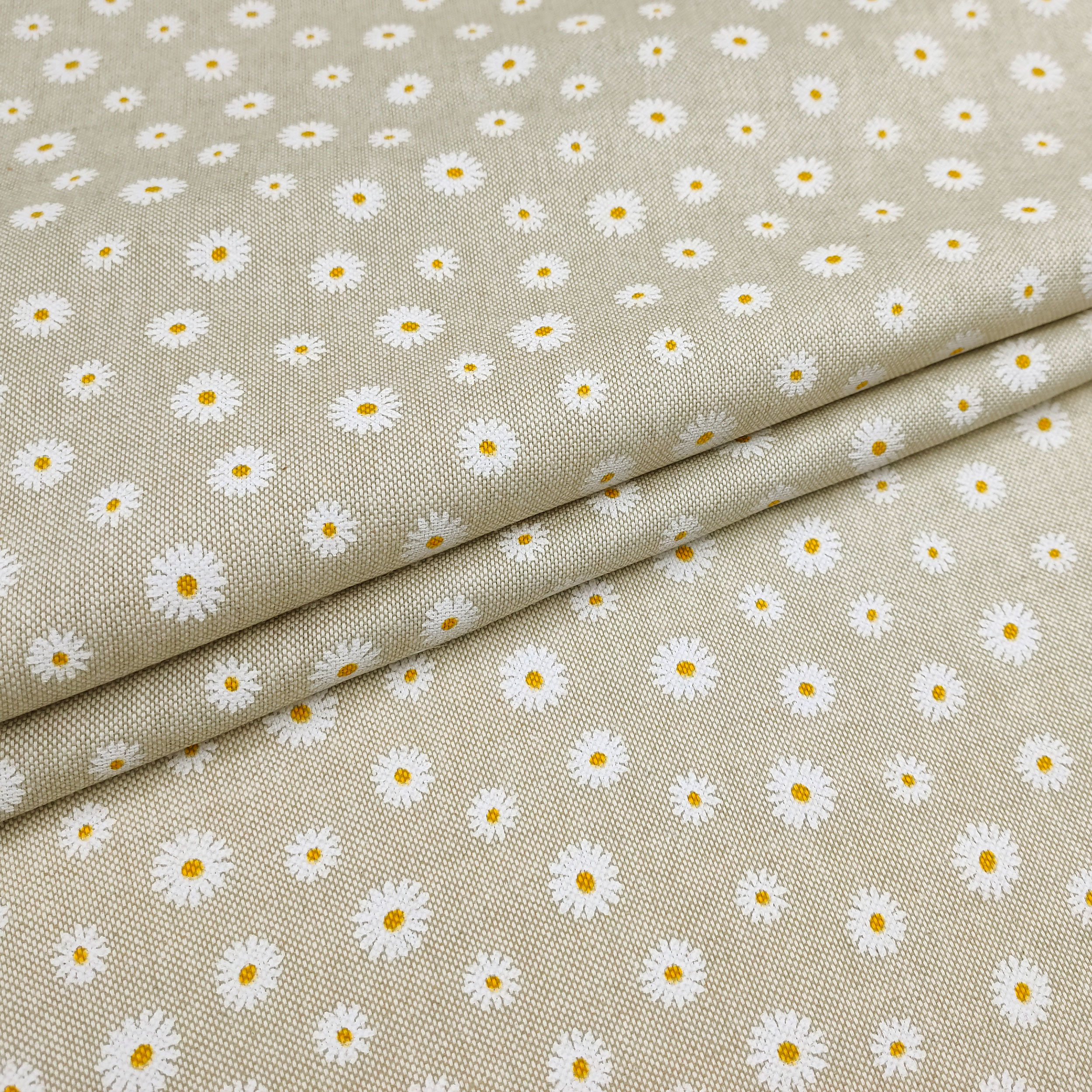 Découpe Panama Tissu Marguerites Mini 50x140 cm Image