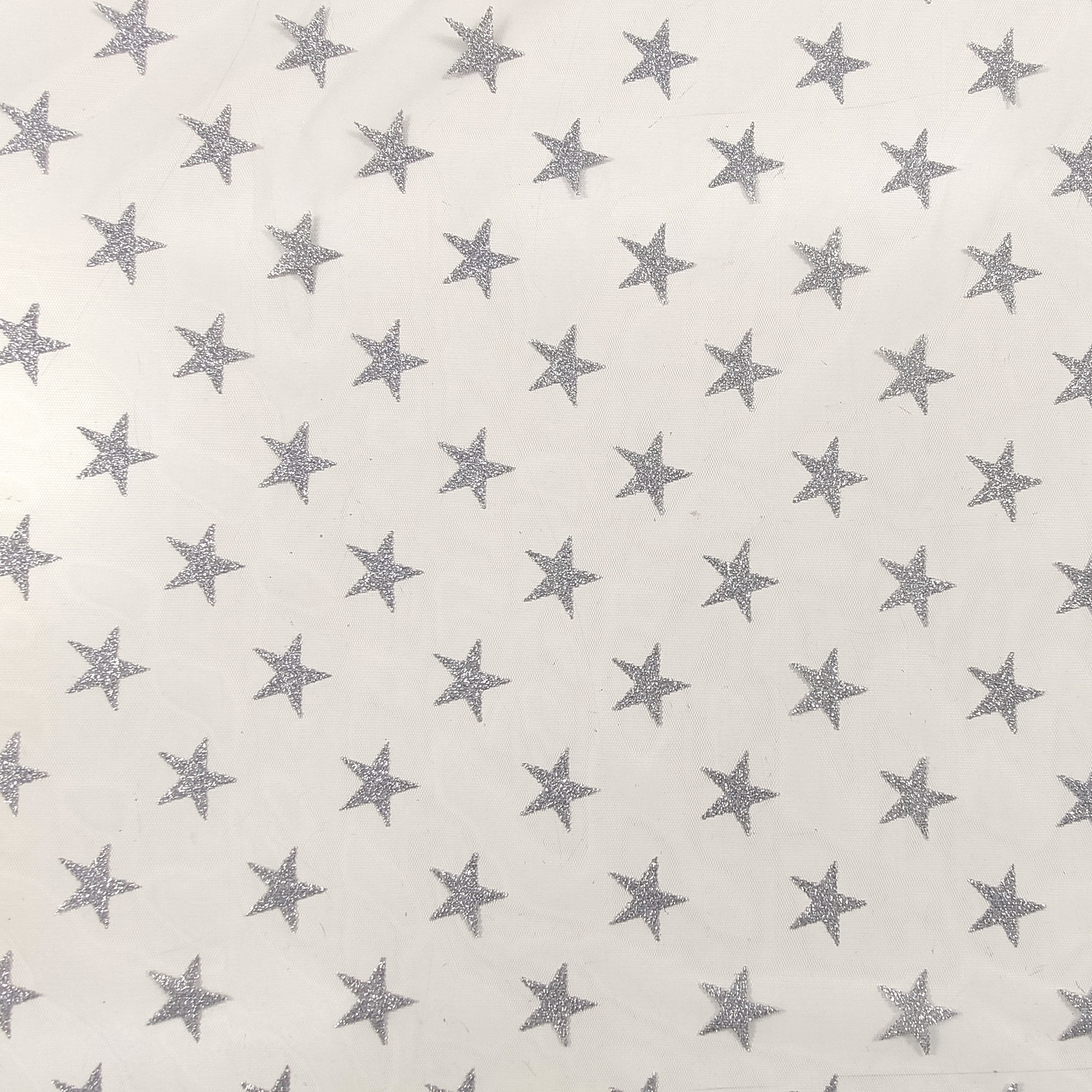 Tüll Sterne Lurex Silber