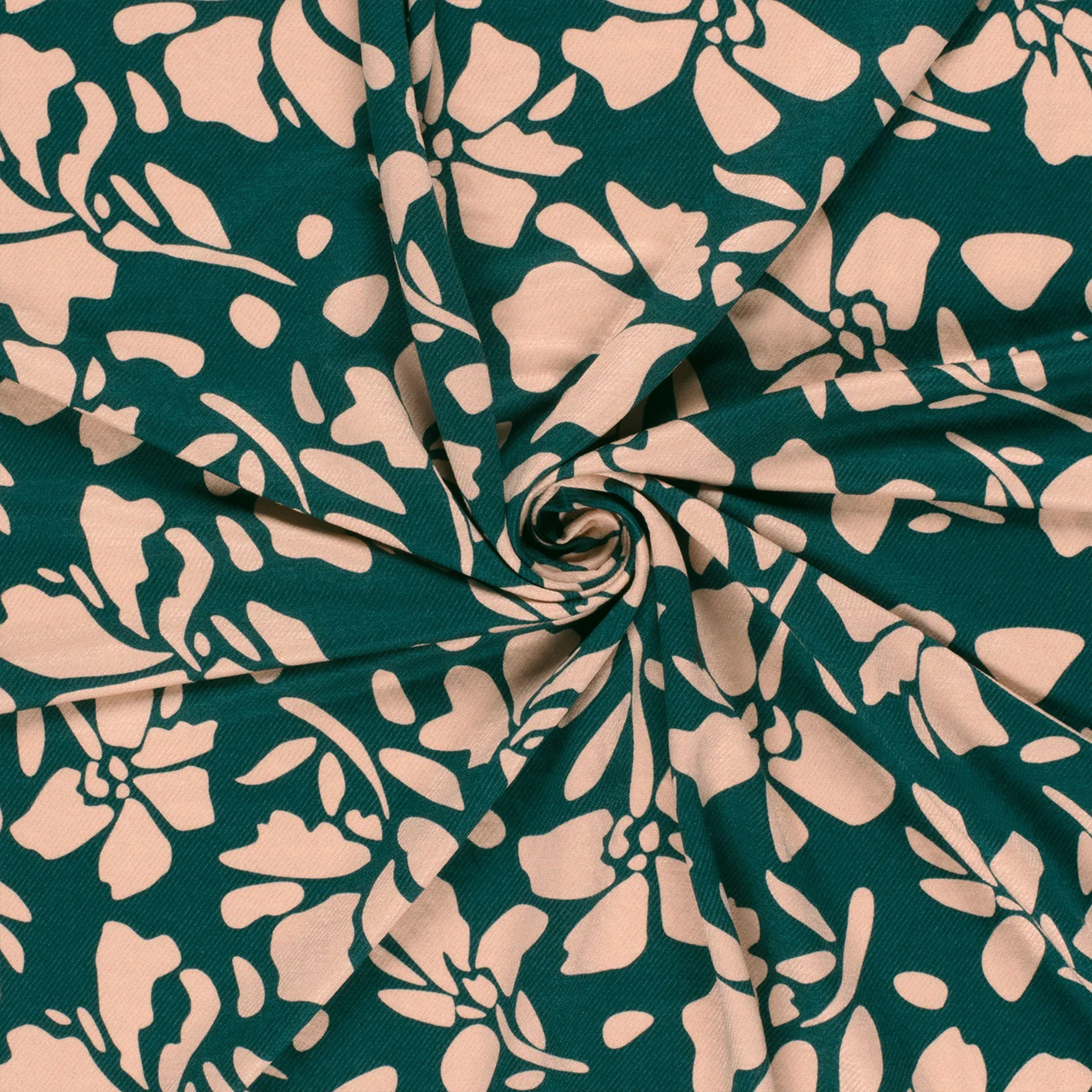Twill de viscose Fleurs fond vert Image