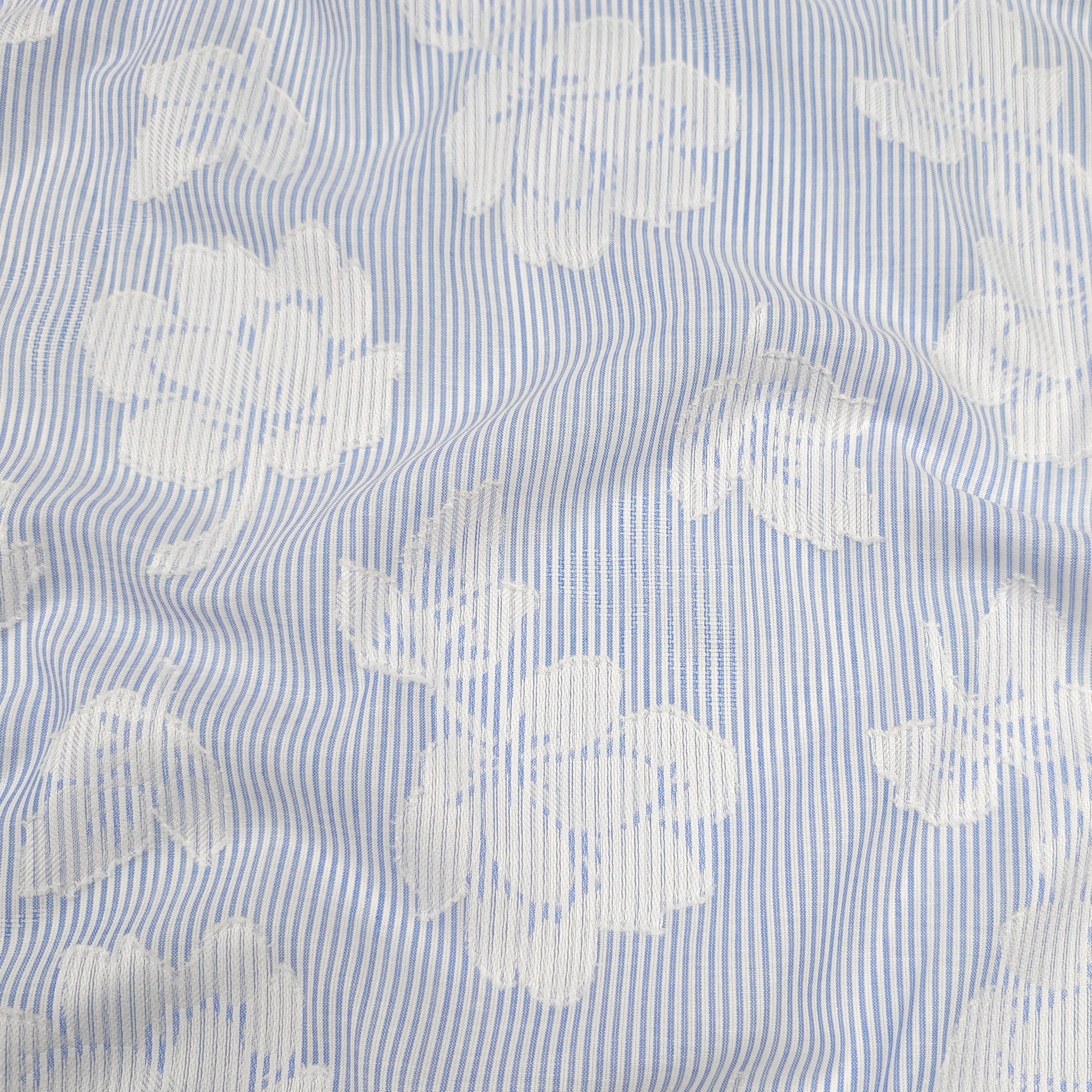 Cotton Thin Stripes and Flocked Flowers Image