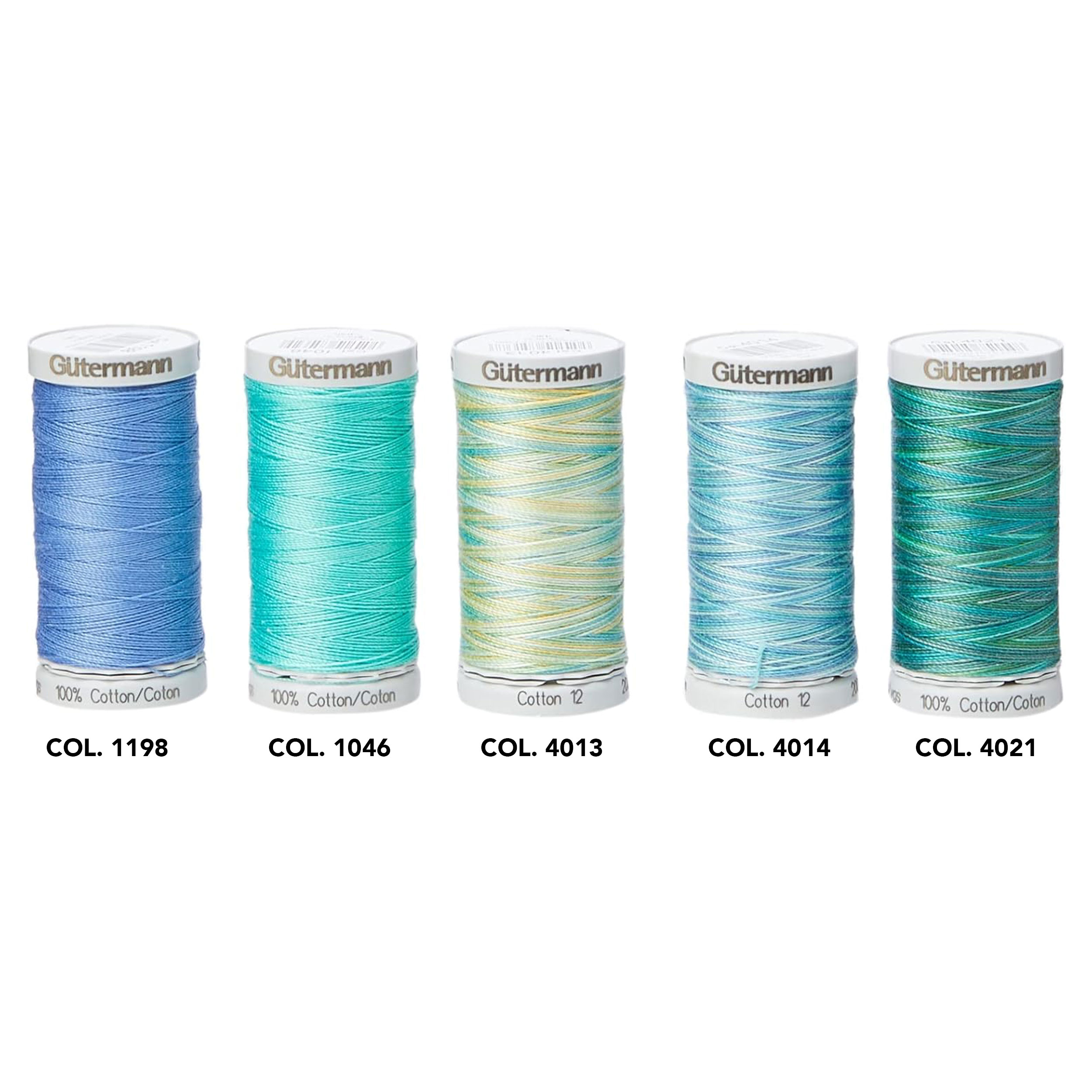 Gutermann Hilo de Algodón 200 m 5 Bobinas Tonos Verdes