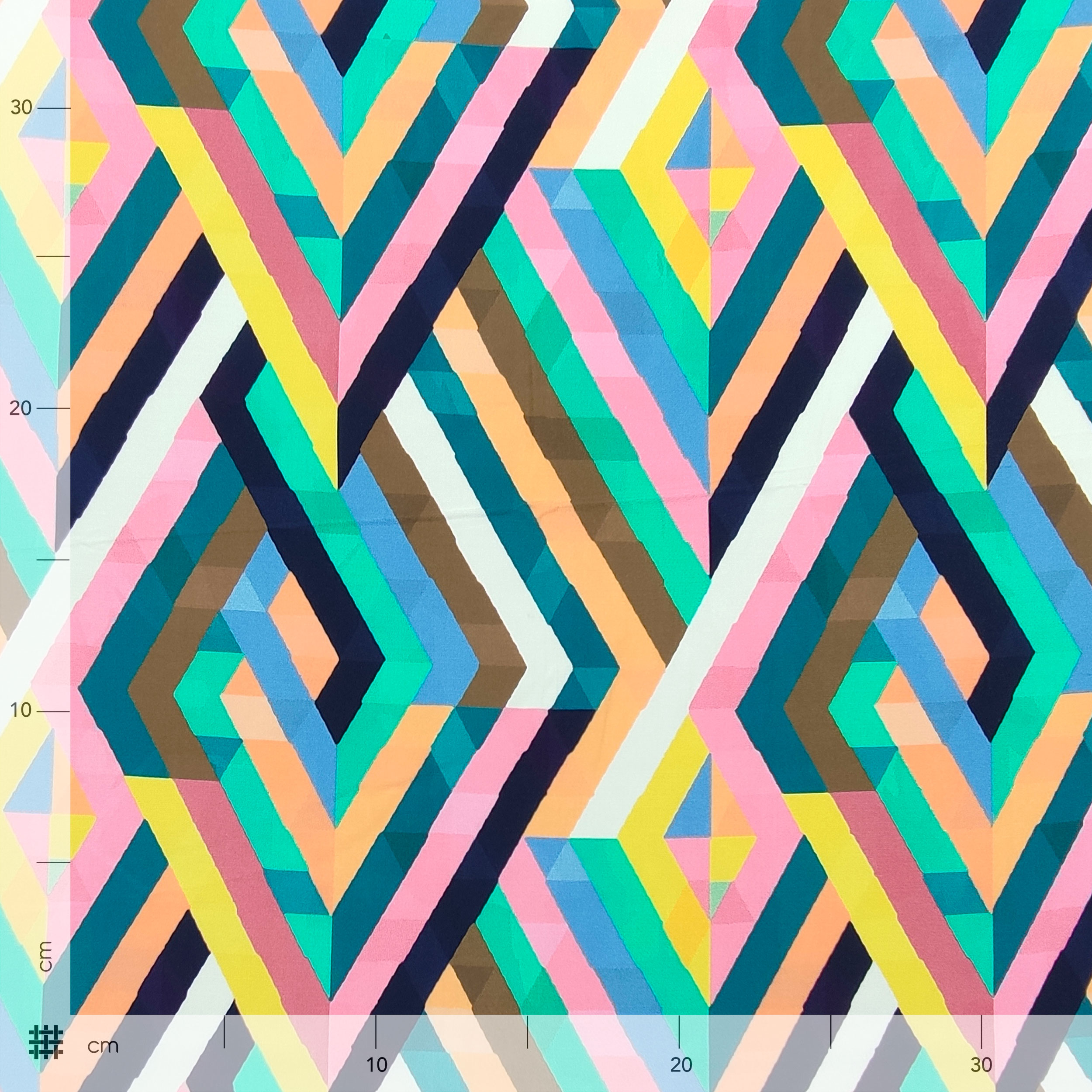 Viscosa con estampado geométrico multicolor