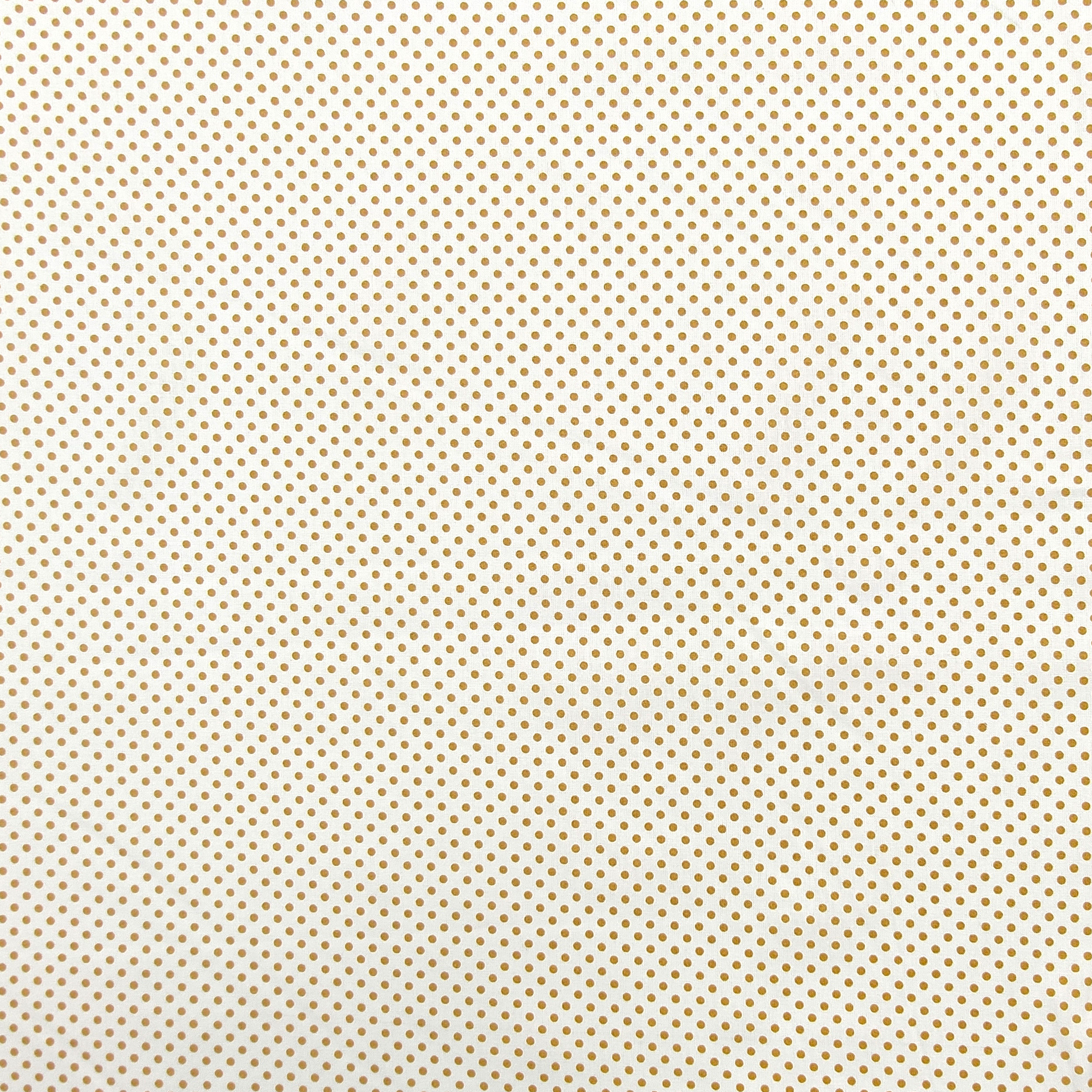 Baumwollstoff Weiß Senf Polka Dot