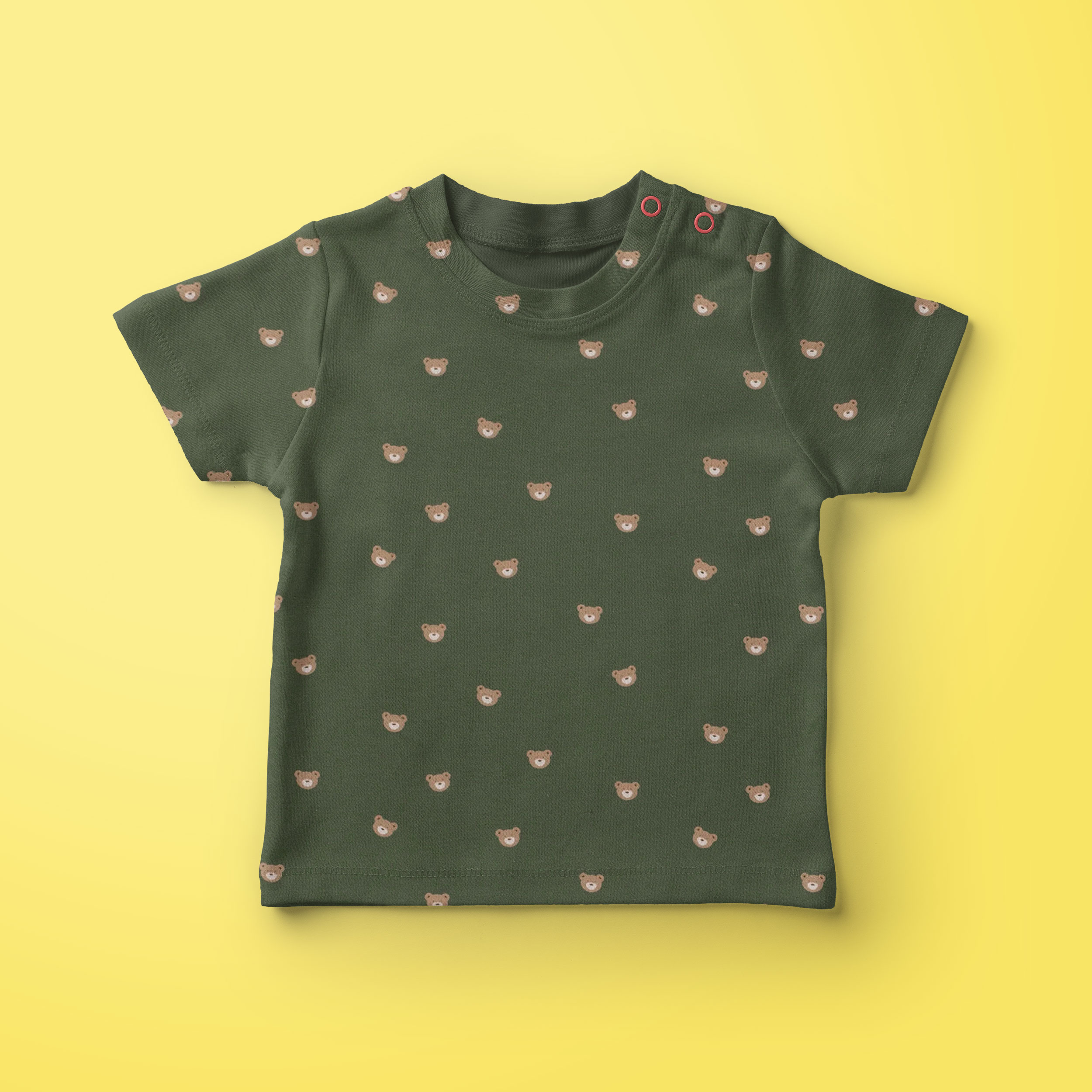 Jersey de coton Fond Bears Vert Militaire