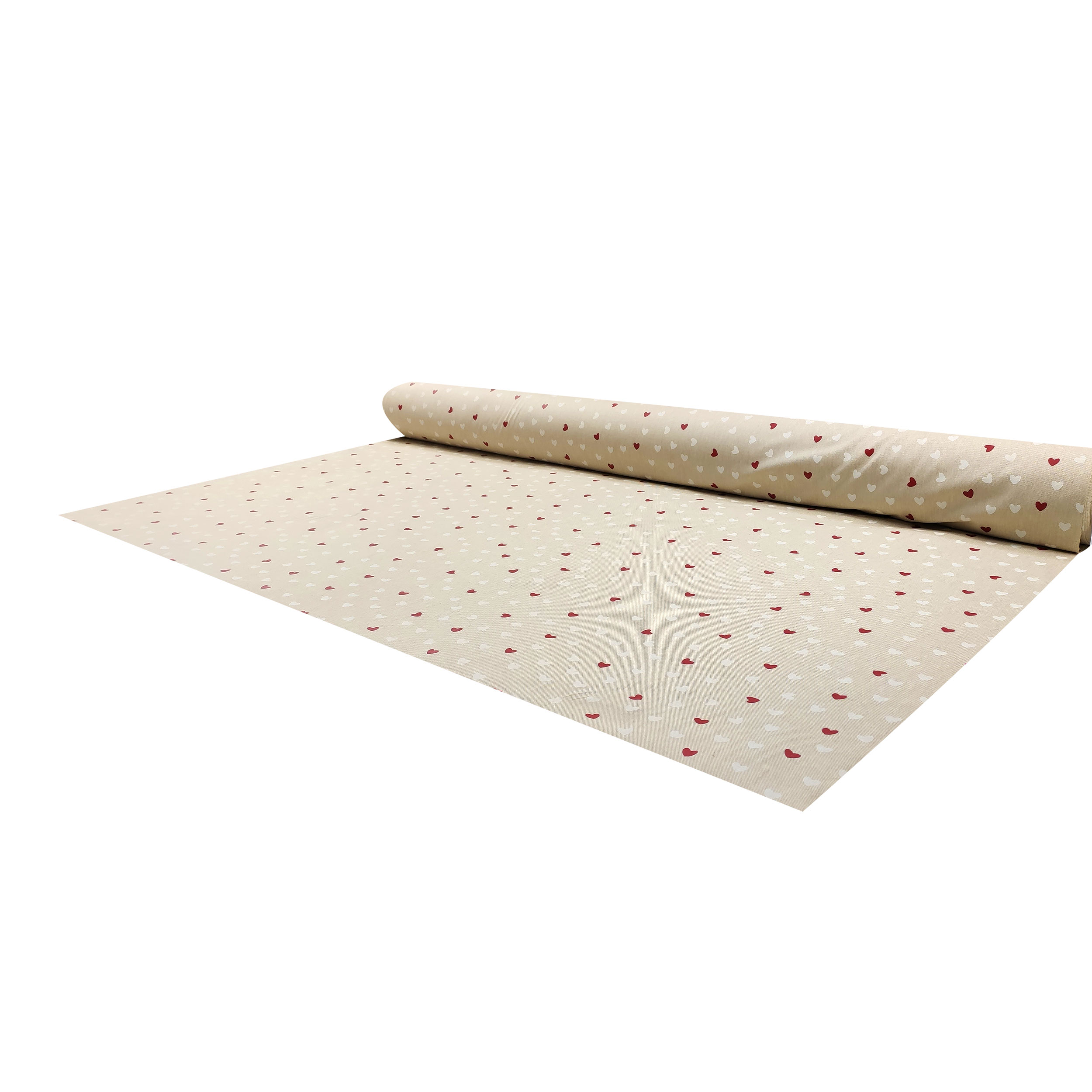 Red and White Hearts Resin Tablecloth Fabric