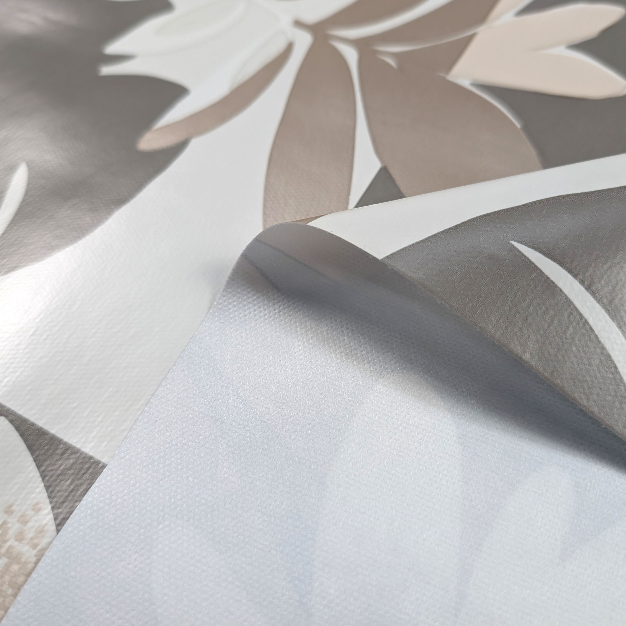 Neutral Tone Floral Plasticised Tablecloth Fabric Image