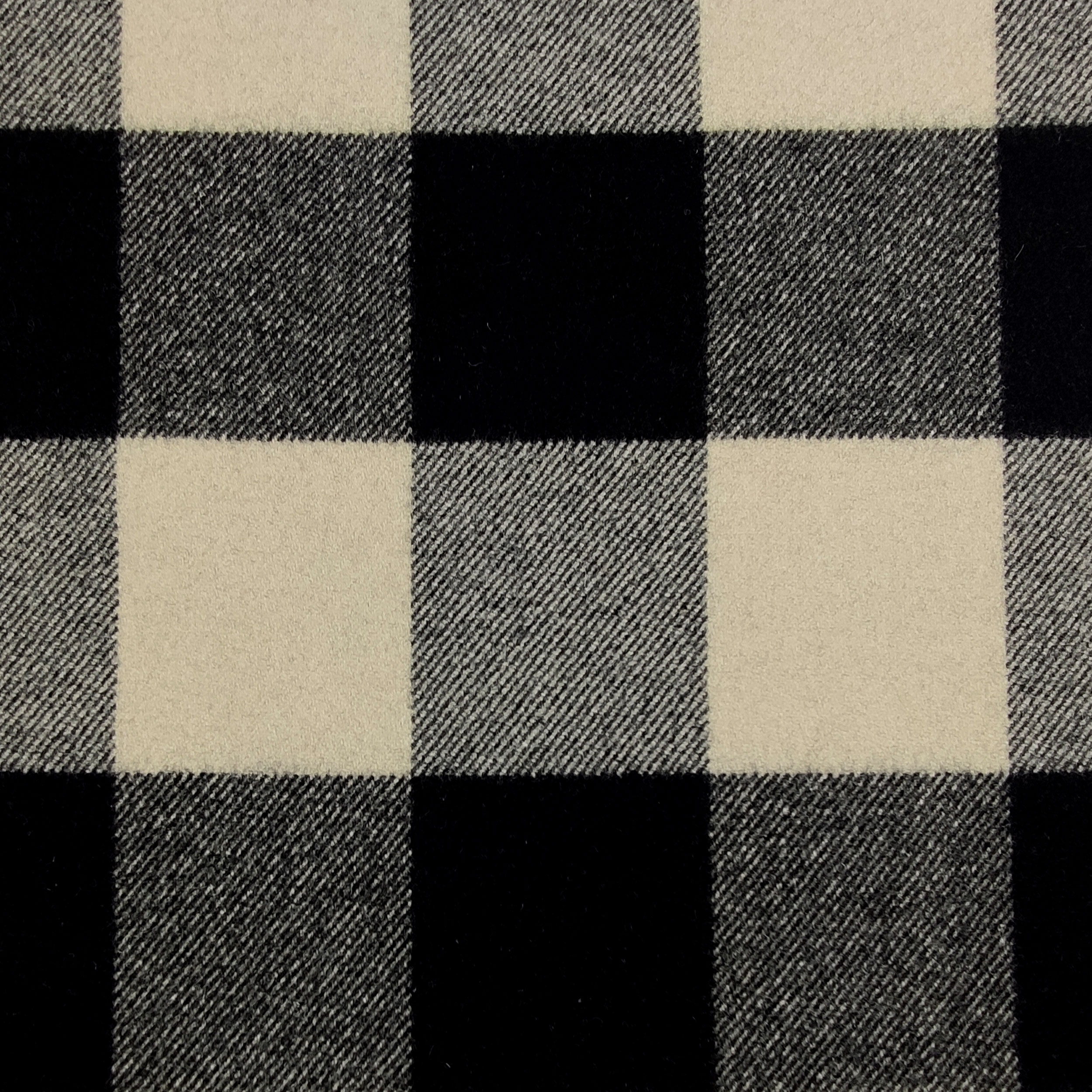 Tissu pour manteaux haute couture à carreaux crème et noirs