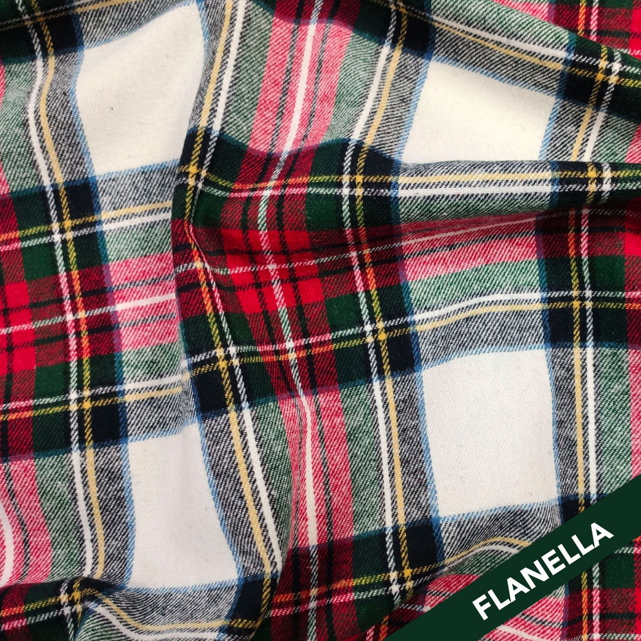 Tissu écossais Flanelle Rouge Blanc Vert