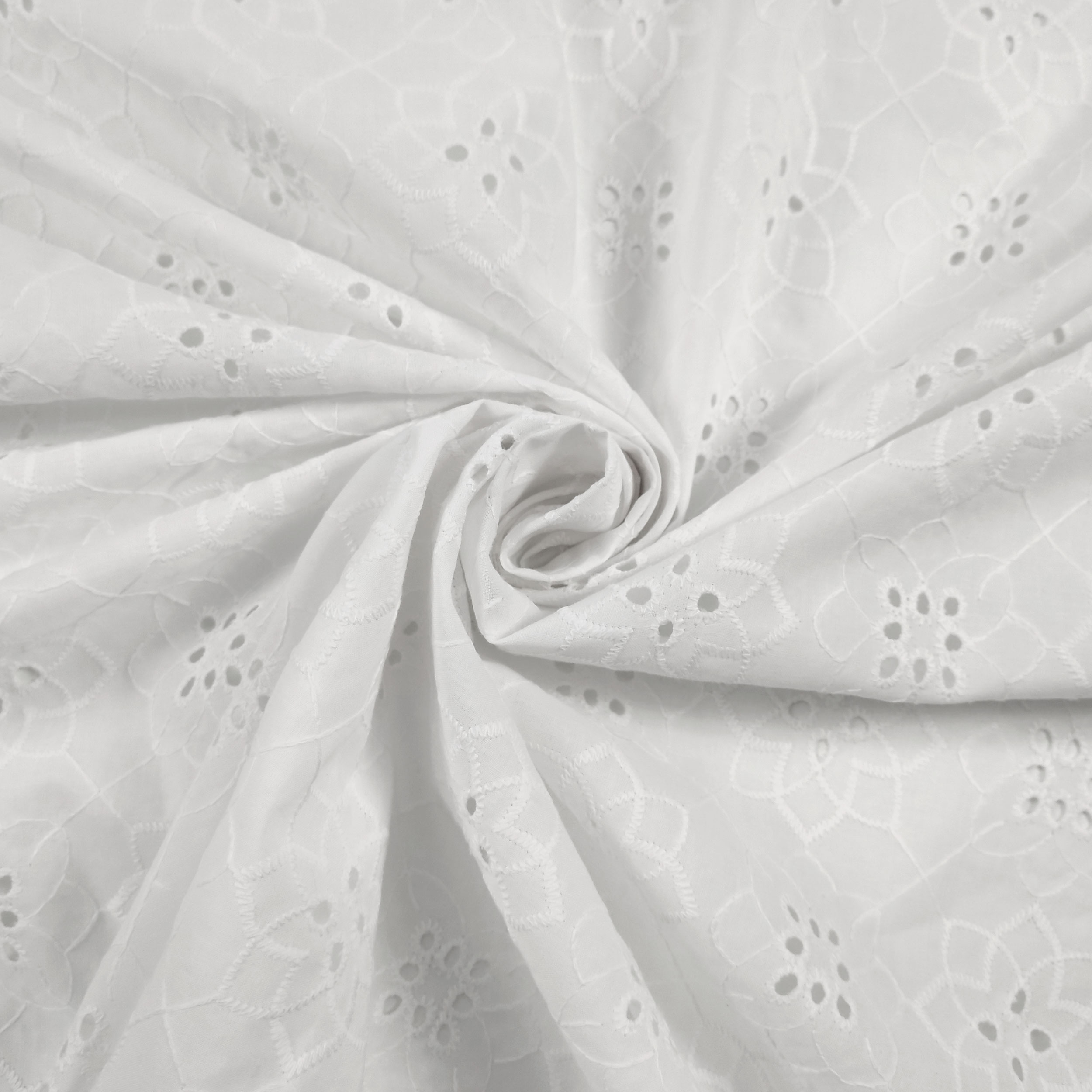 White Cotton Sangallo Geometric Flowers Image