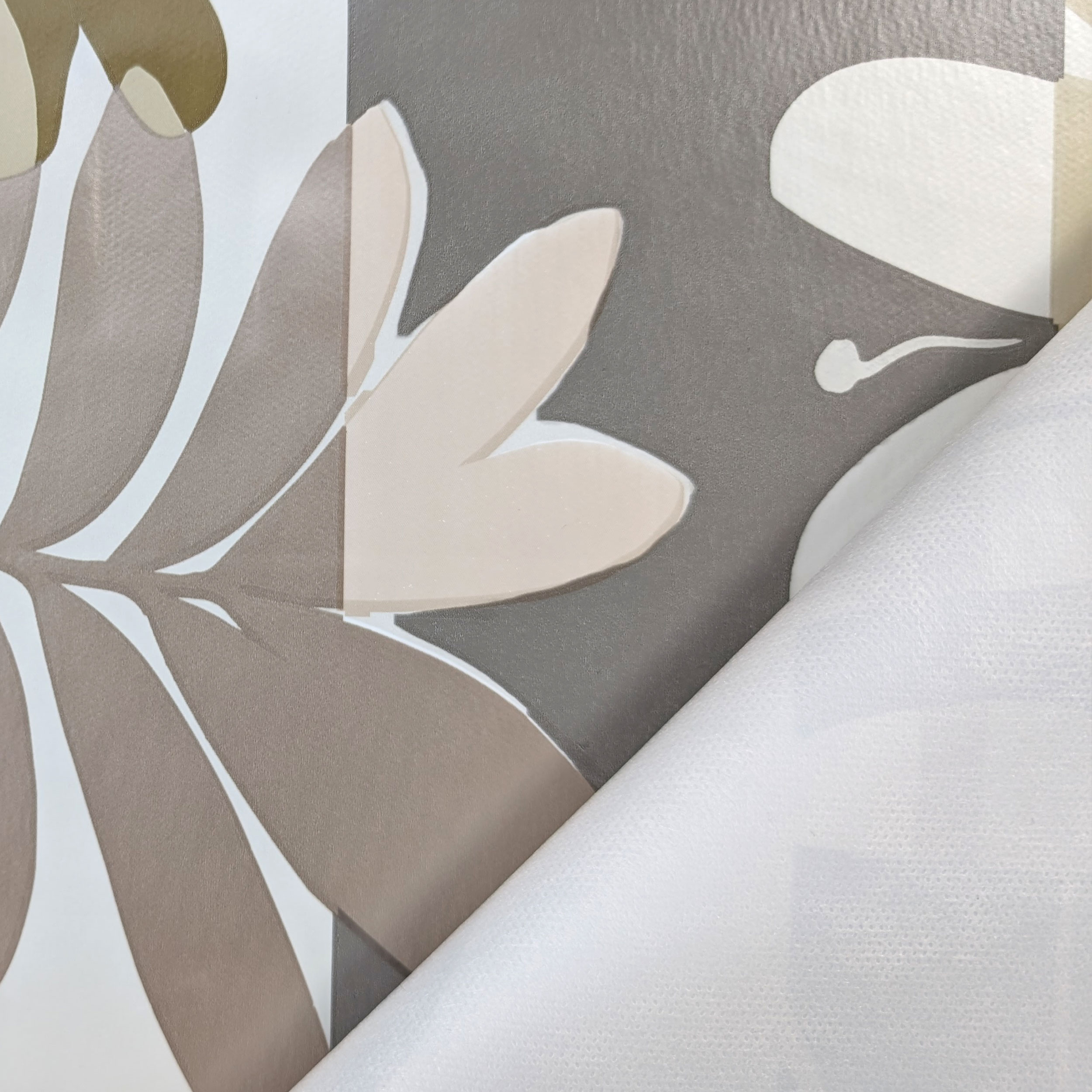 Neutral Tone Floral Plasticised Tablecloth Fabric Image