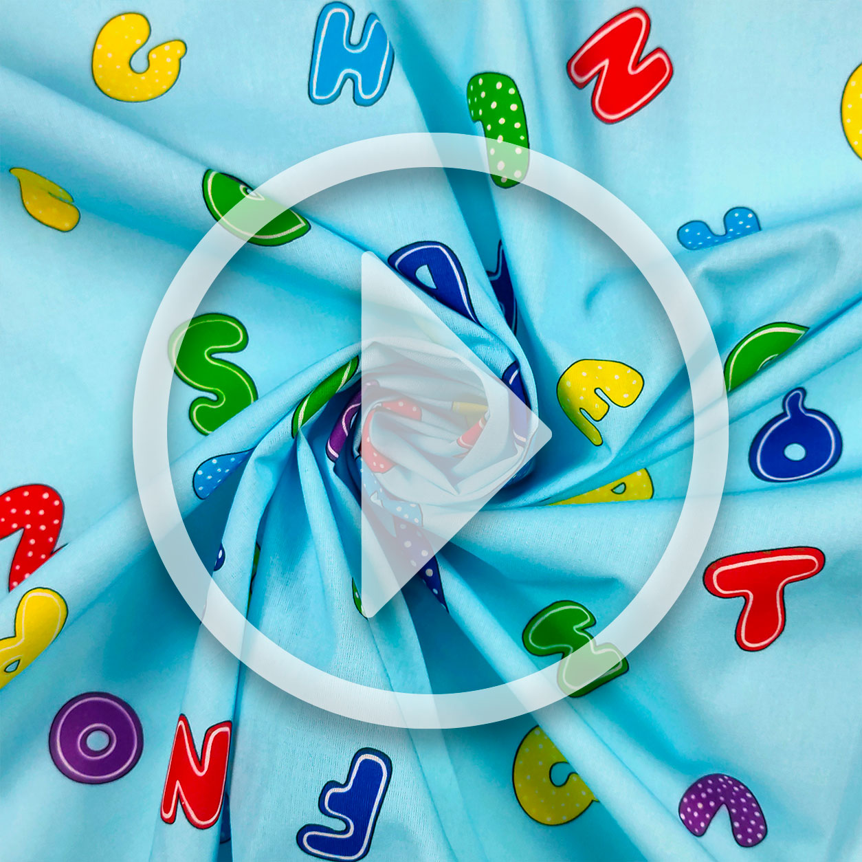 Tissu de coton Alphabet Grand fond Bleu clair Image