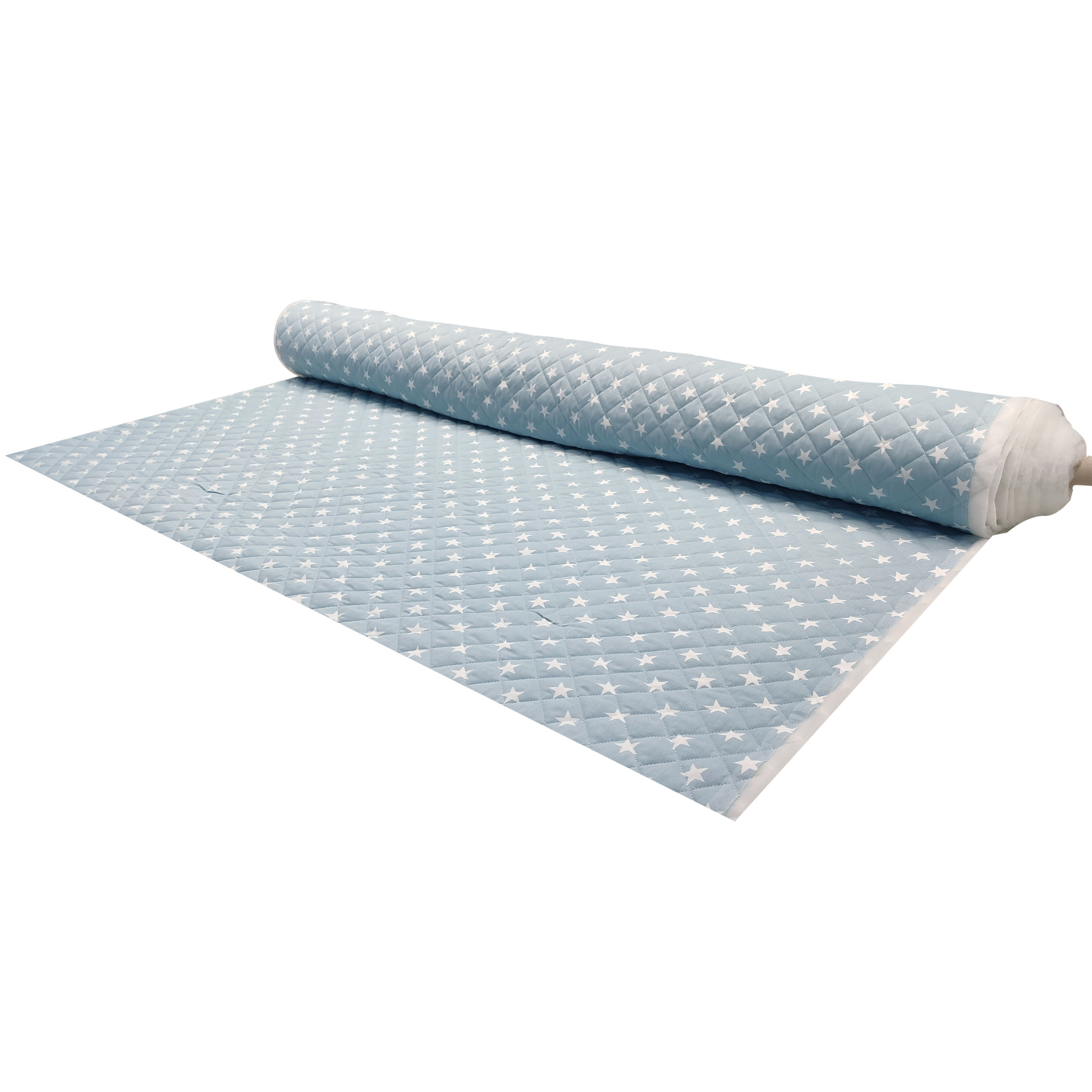 White Stars Quilted Cotton - Baby Blue Image