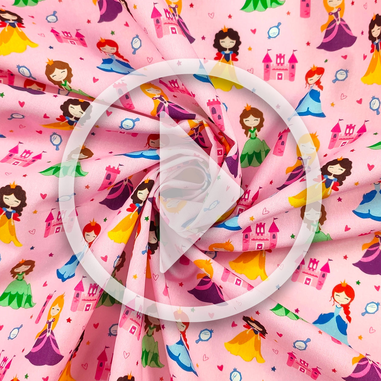 Cotton Fabric Little Princesses Pink Background Image