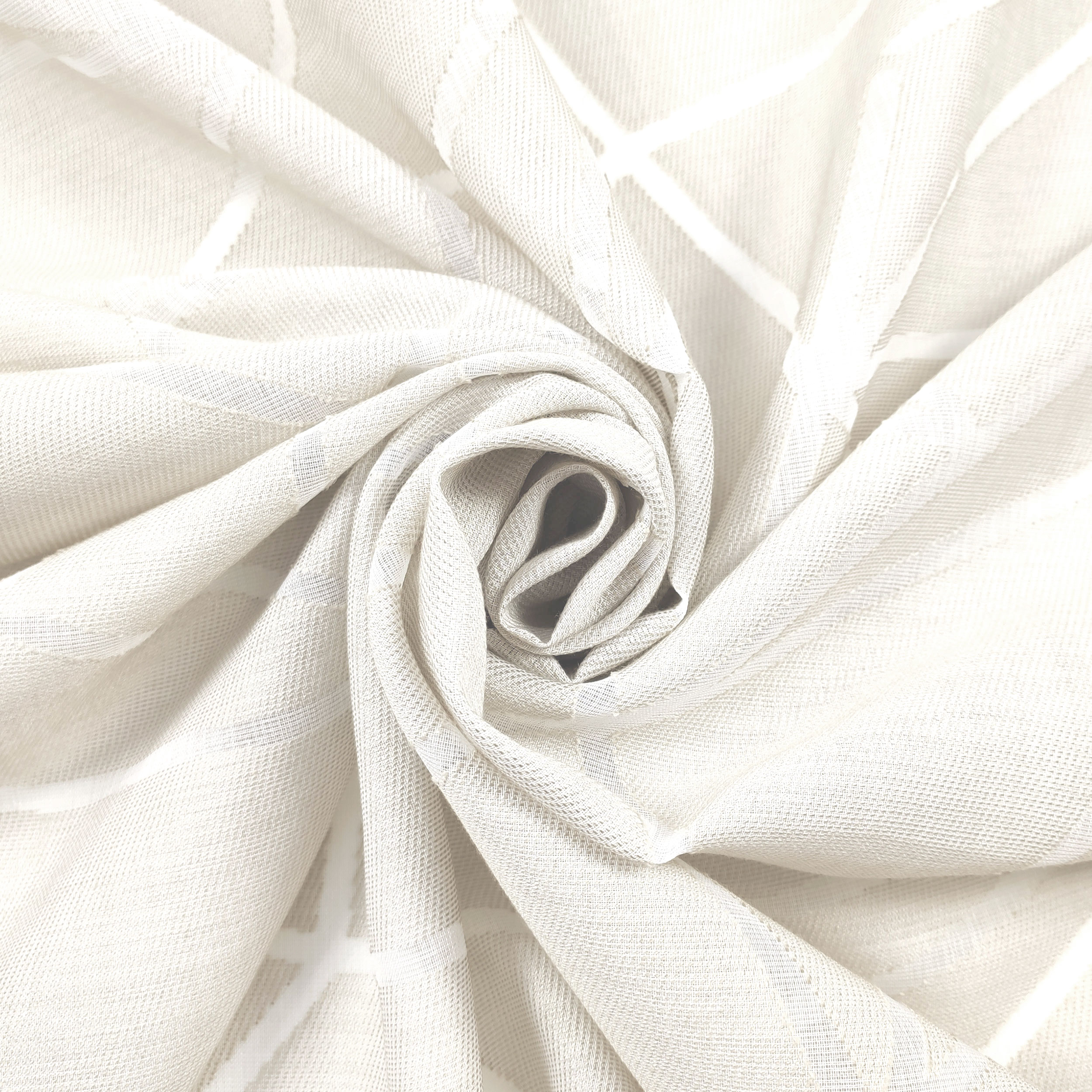 Tissu de rideau Devorè naturel lignes géométriques