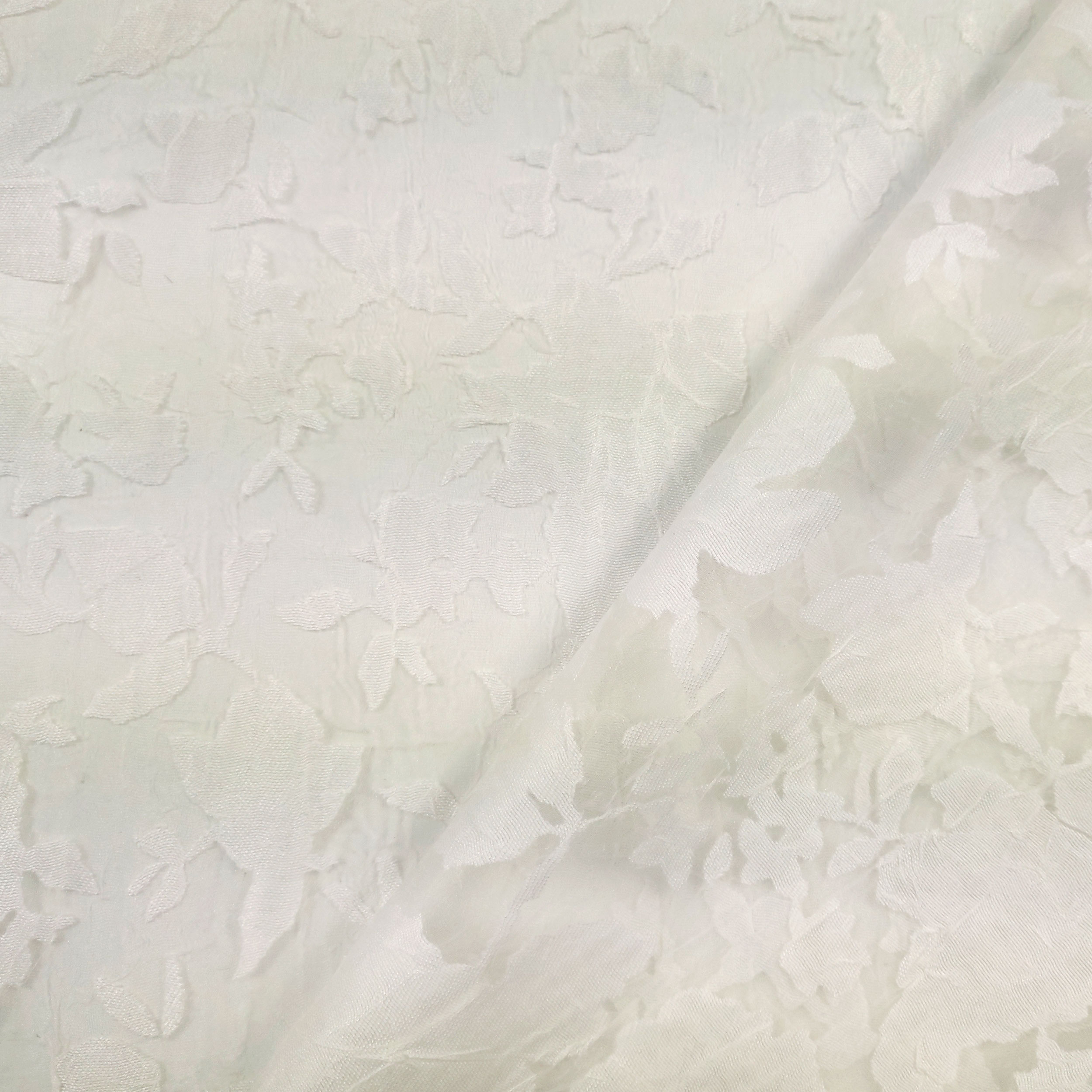 White Floral Burnout Fabric Image