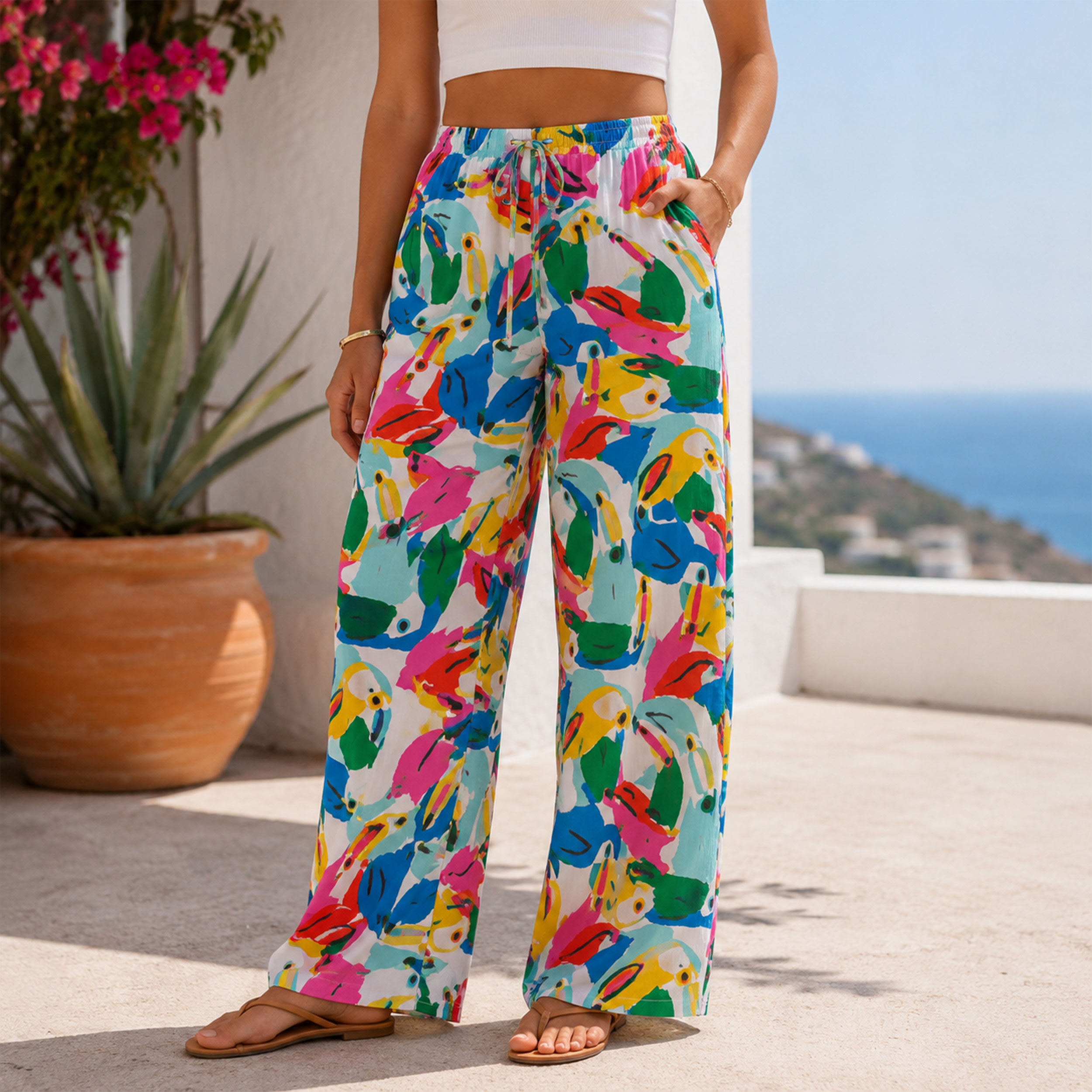 Cotton Toucans Multicolour Fantasy Image