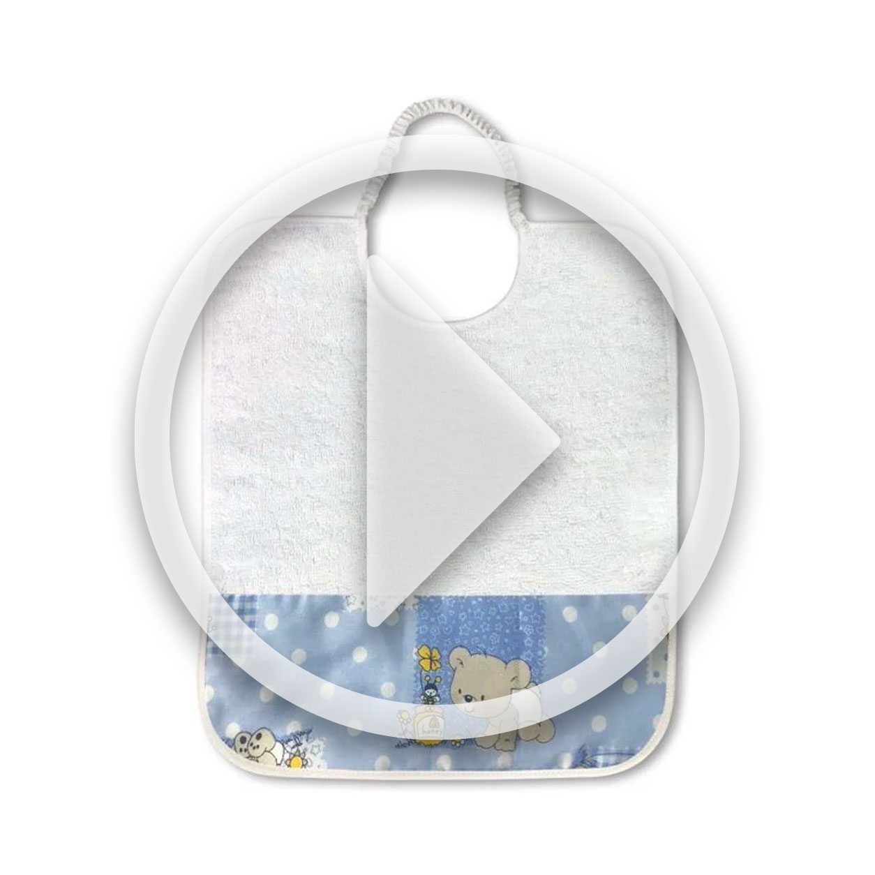 Light Blue Bears and Bees Bib Image