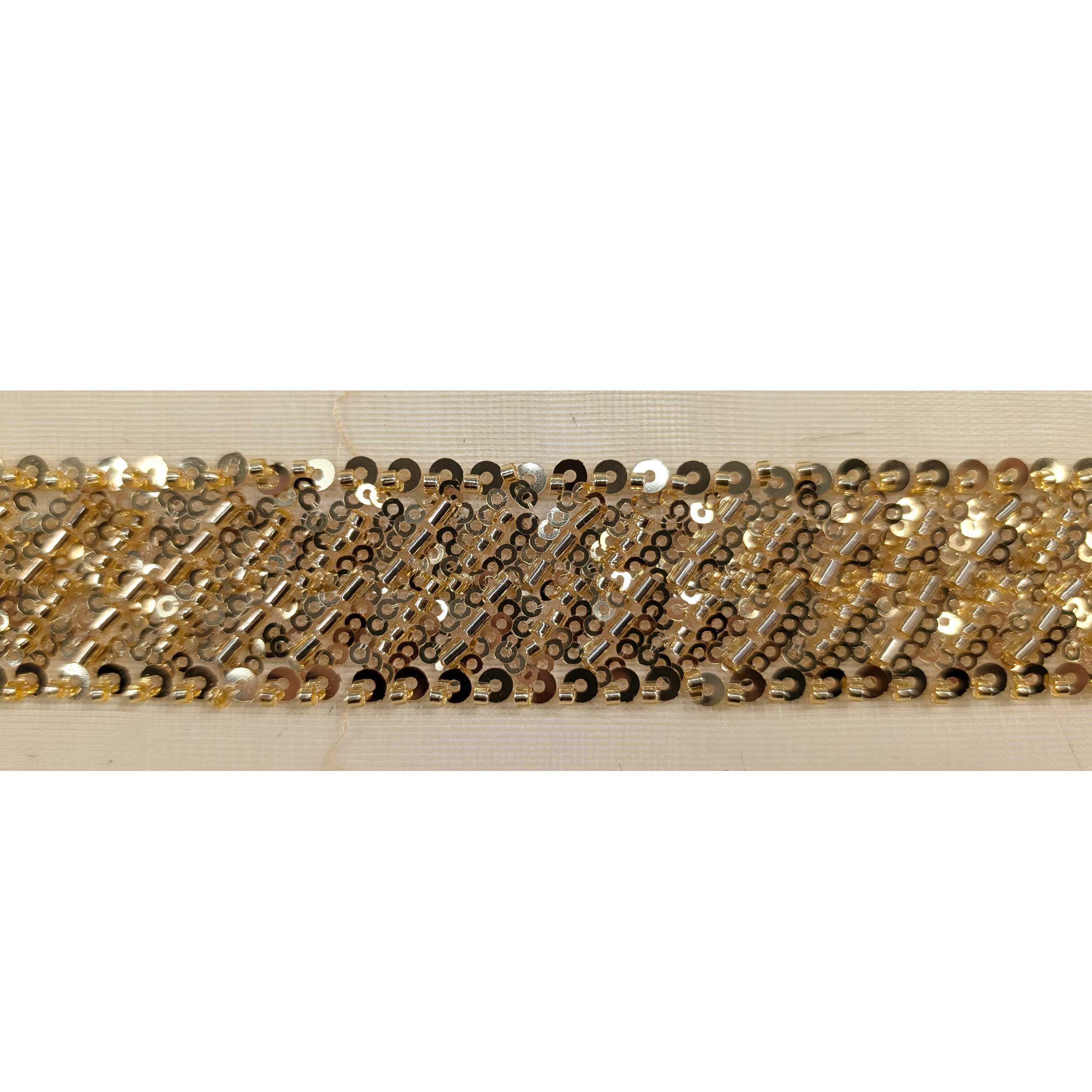 Sequined Trimmings on Gold Tulle Image
