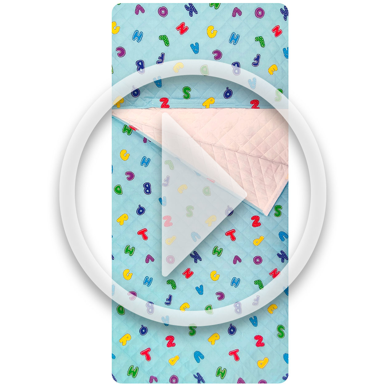 Alphabet Sleeping Bag Light Blue Background Image