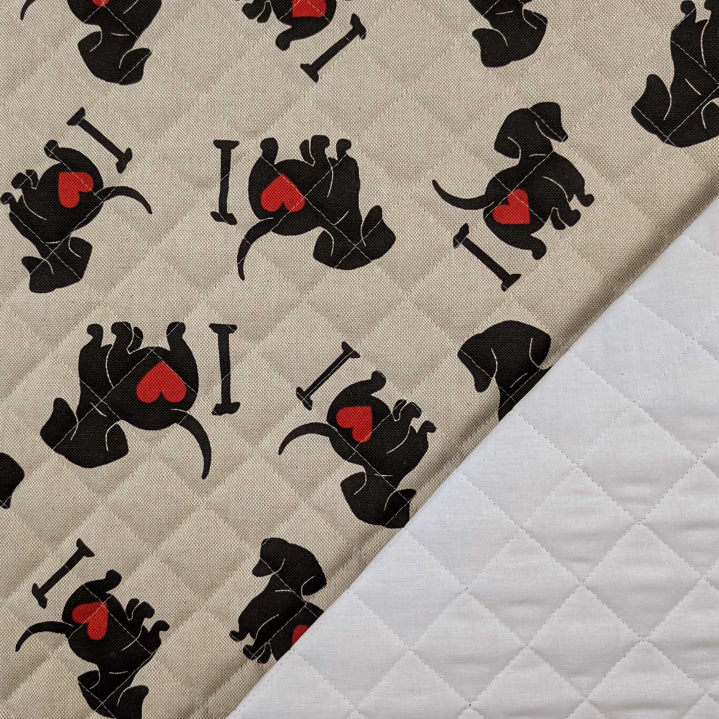 I Love Dachshunds patterned quilted fabric Image