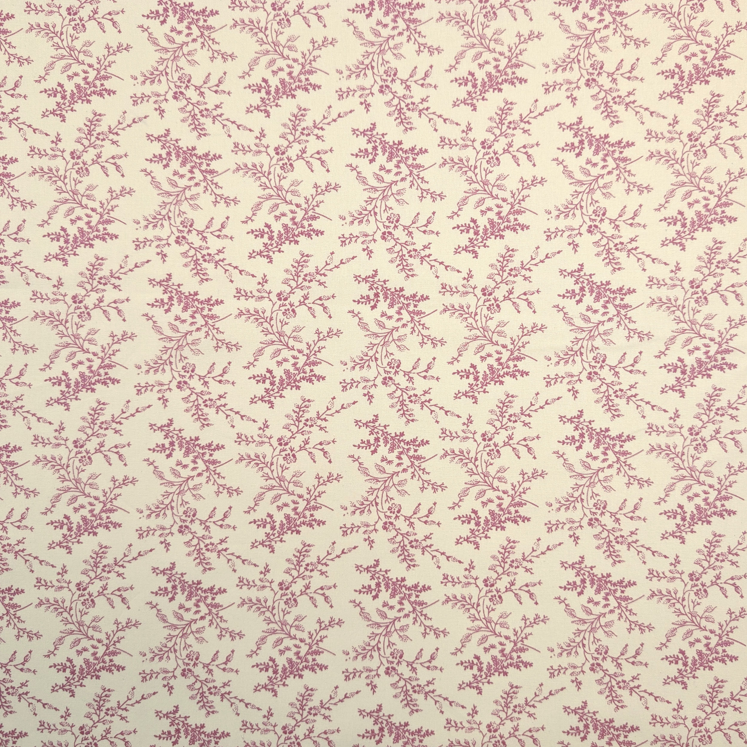 Vintage-print cotton poplin with pink branches and flowers Image