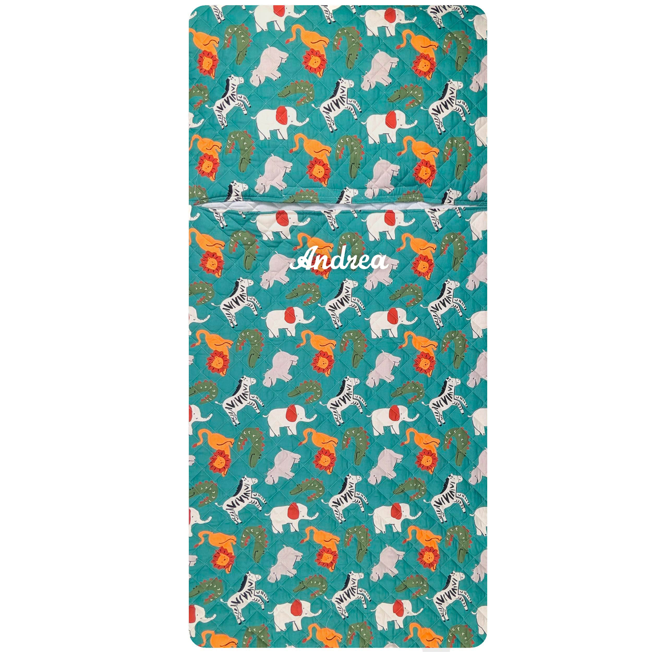 Sleeping Bag Savannah Animals Green Background Image