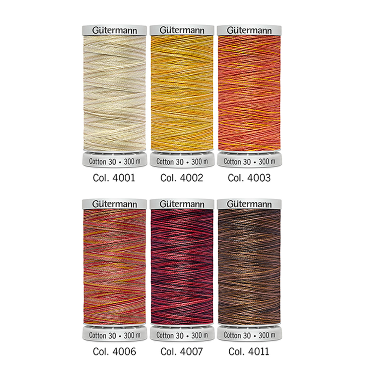 Gutermann Hilo de Algodón 300 m 6 Bobinas Tonos Cálidos
