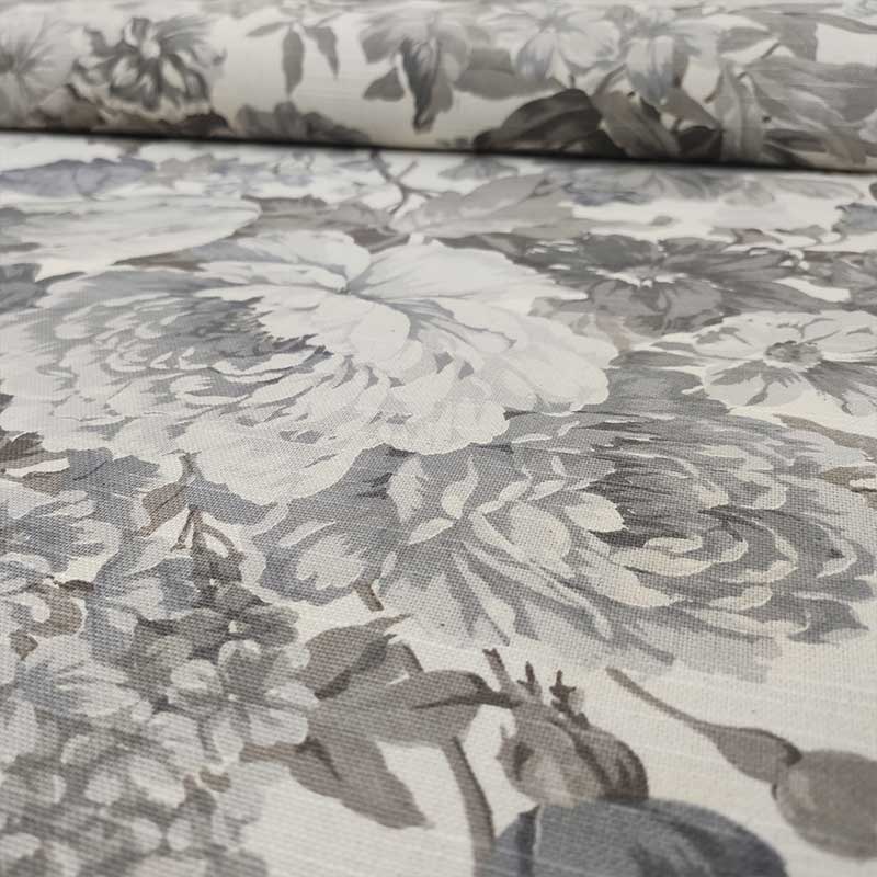 Tela de mezcla de algodón Flor gris grande Image