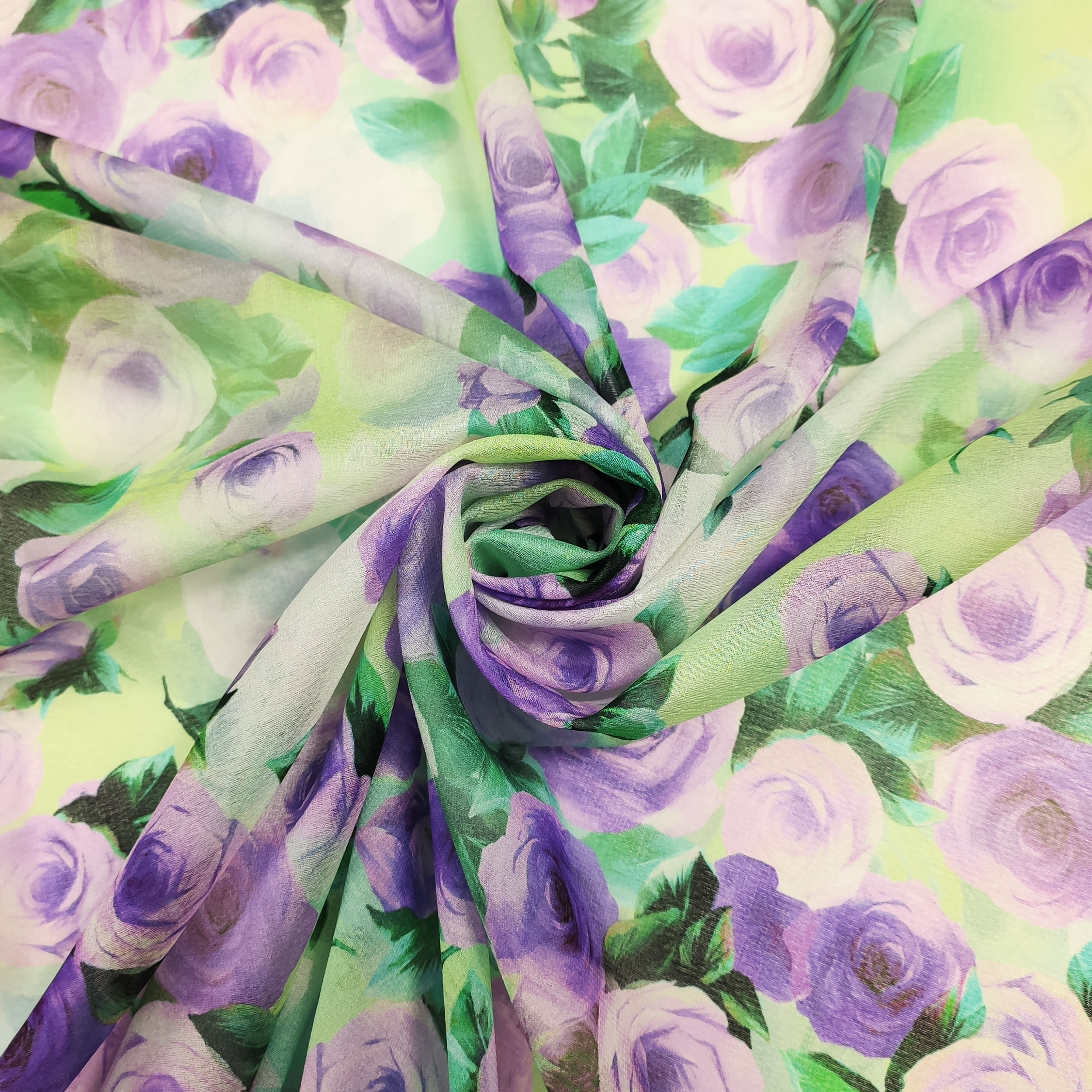Elasticised Silk Chiffon Lilac Ruffles Image
