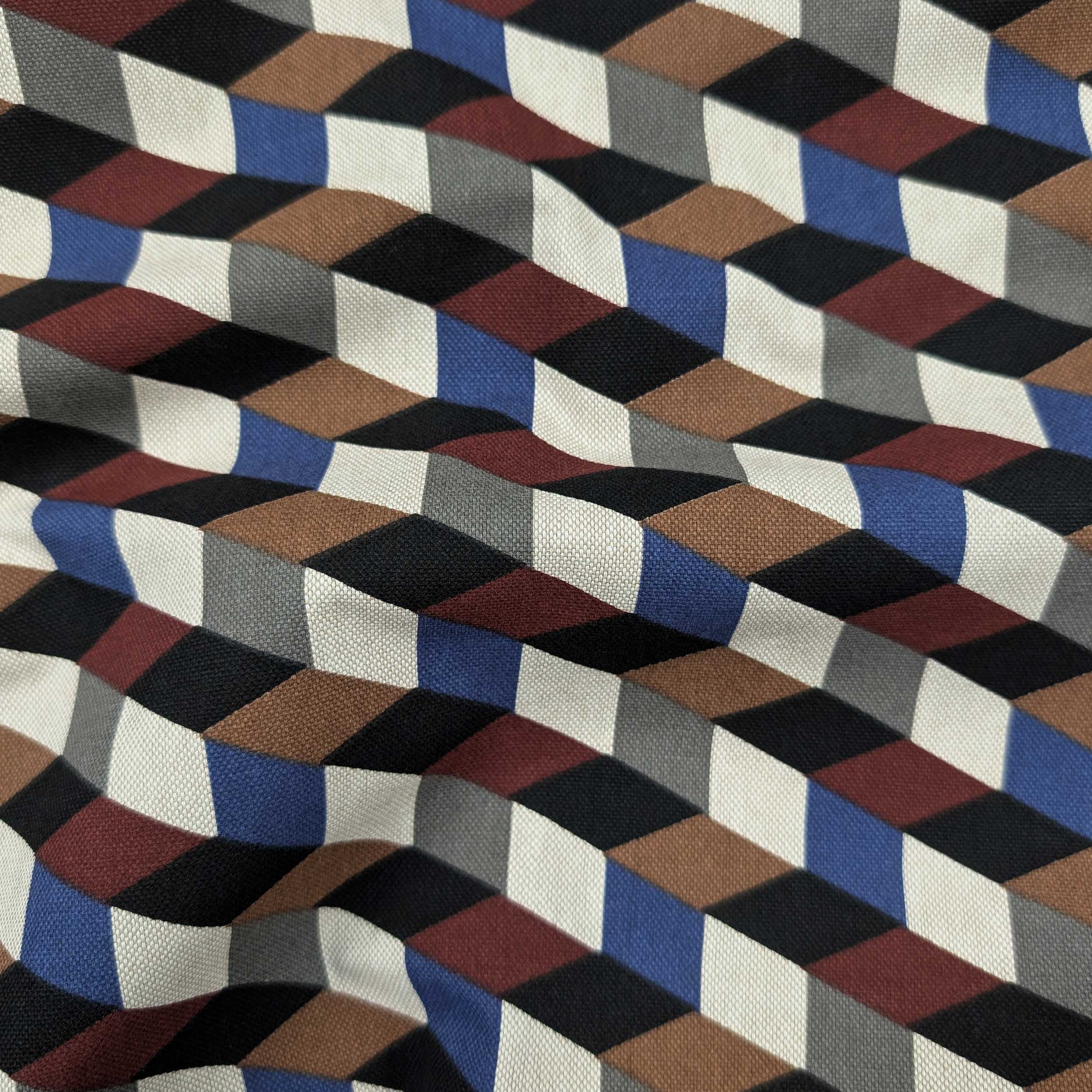 Panama Fabric Cubes Illusion Cool Tones Image