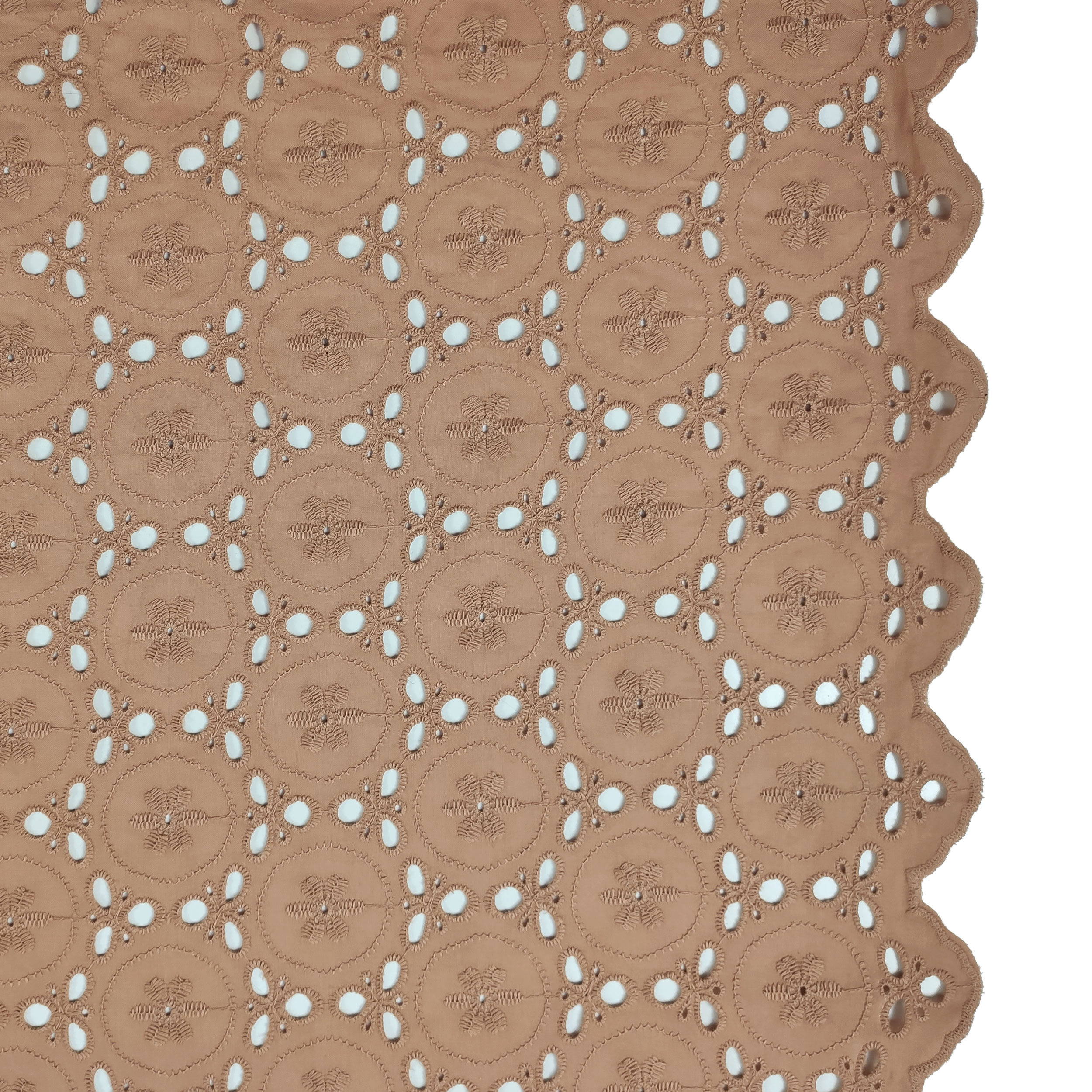 Tejido Sangallo Beige Doble Borde Bordado