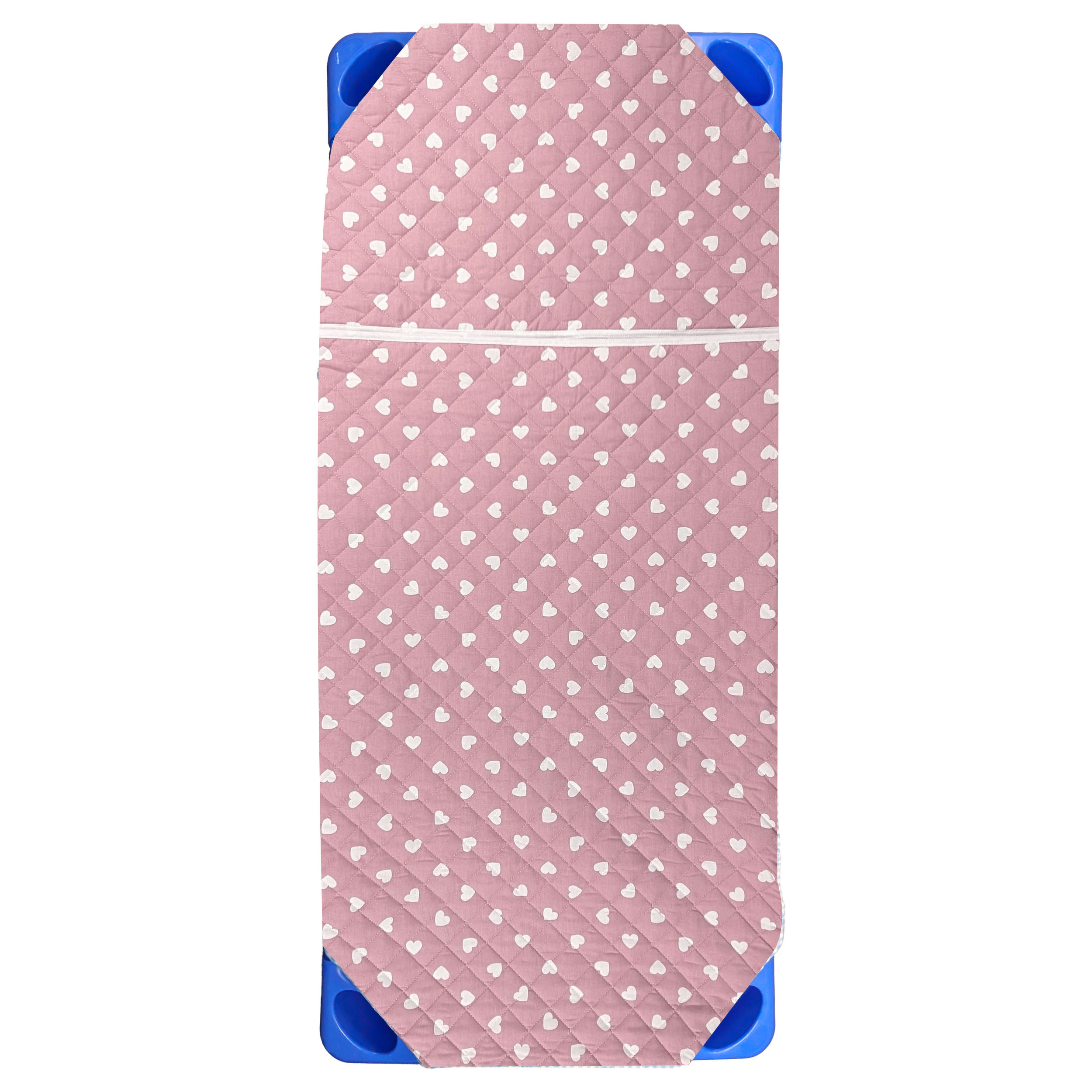 Shaped Sleeping Bag for Brandy White Hearts with Antique Pink Background Image