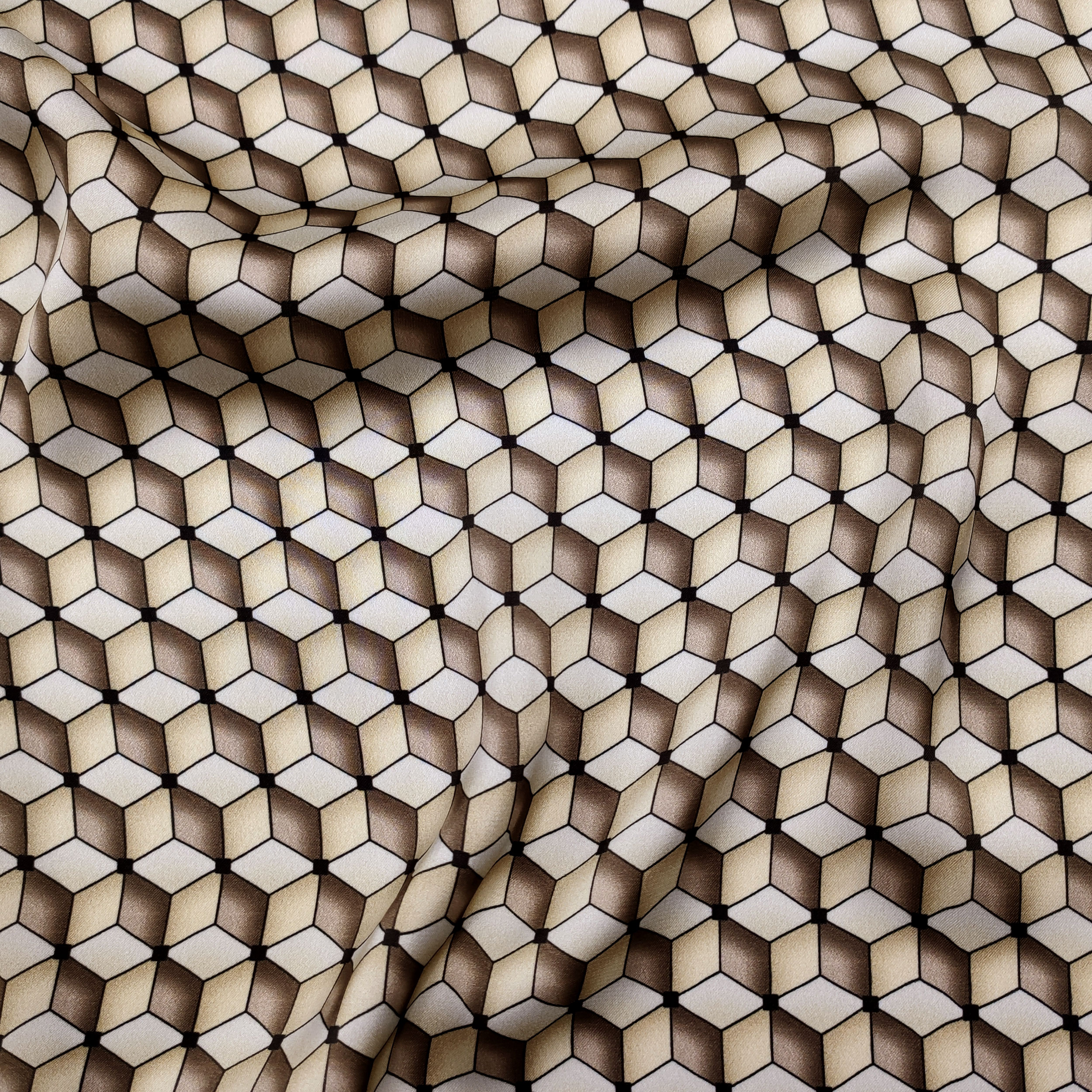 Satin Fashion Geometries Beige and Dove Grey