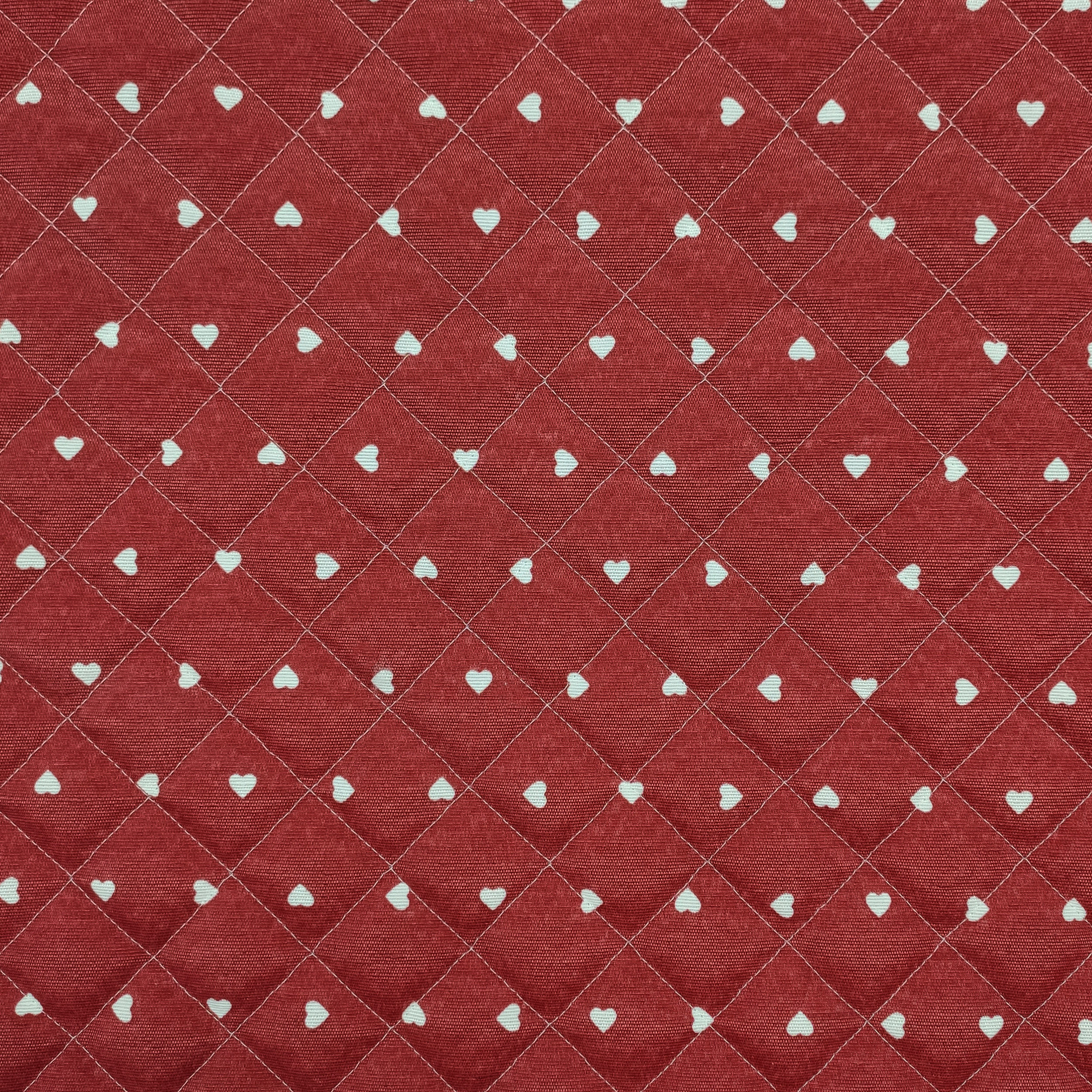 Quilted Cotton Mini White Hearts - Red Image