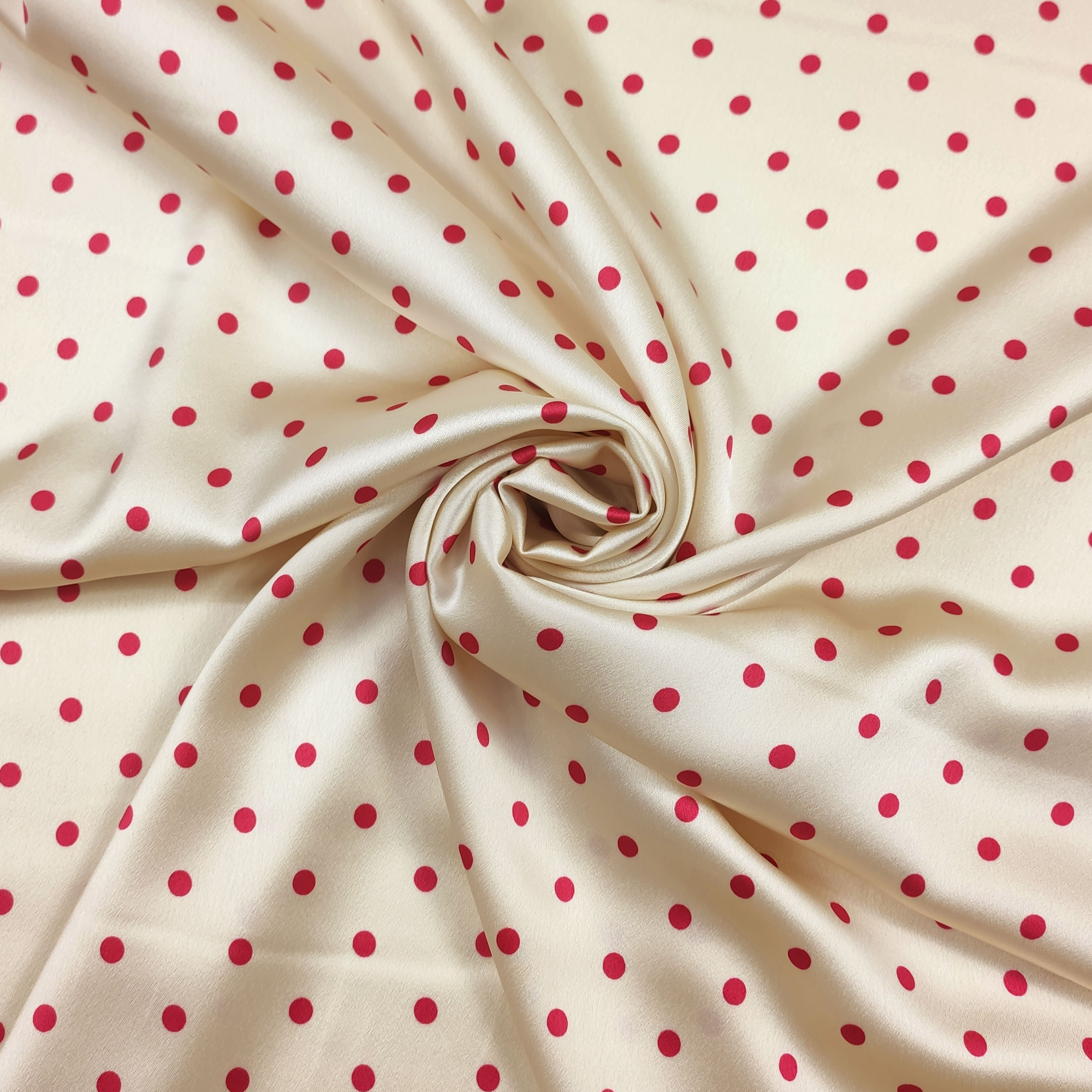 Silk Satin Red Polka Dot