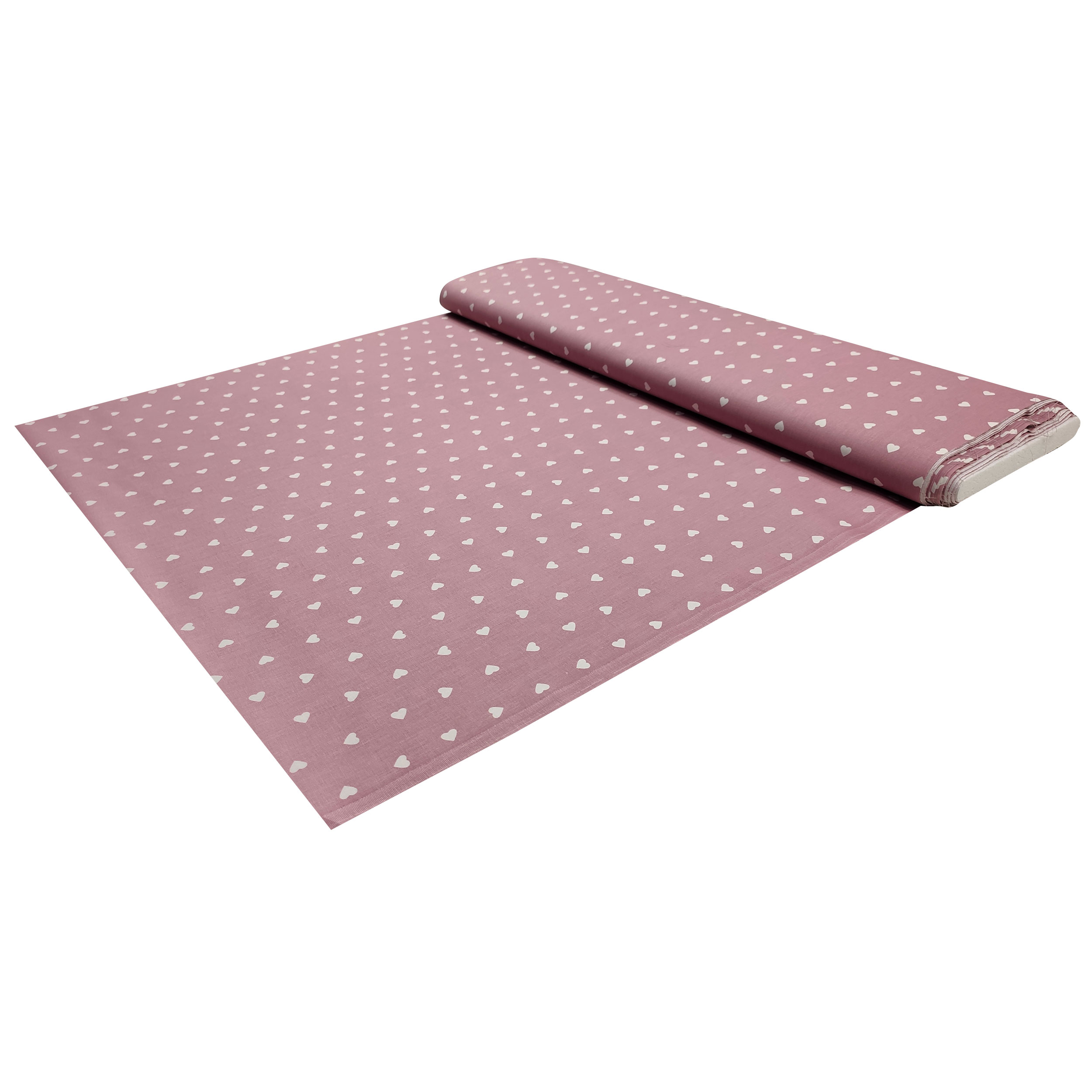 Printed Cotton with White Hearts - Colored Background  Image