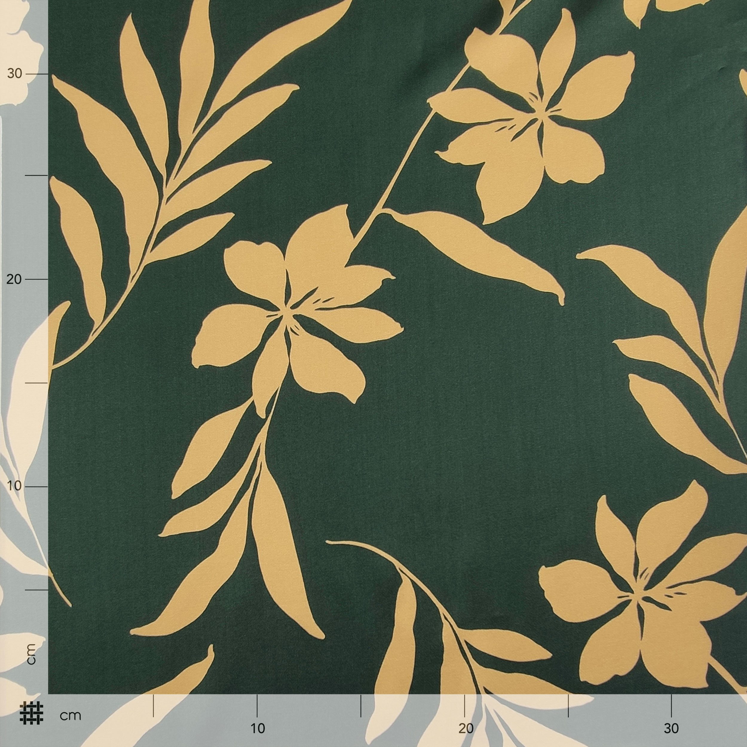 Satin Mixte Soie Haute Mode Fleurs Beige Vert Fond Image