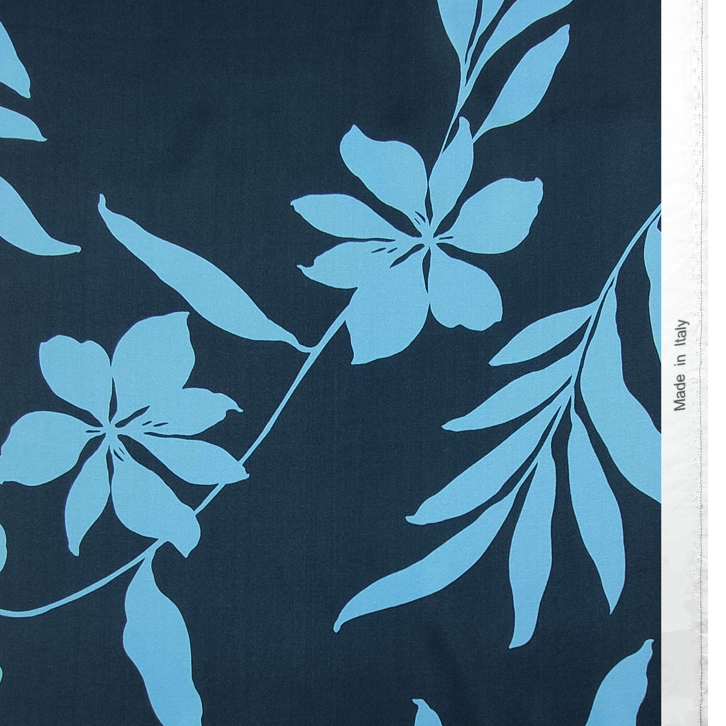 Satin Mixed Silk High Fashion Flowers Blue Background