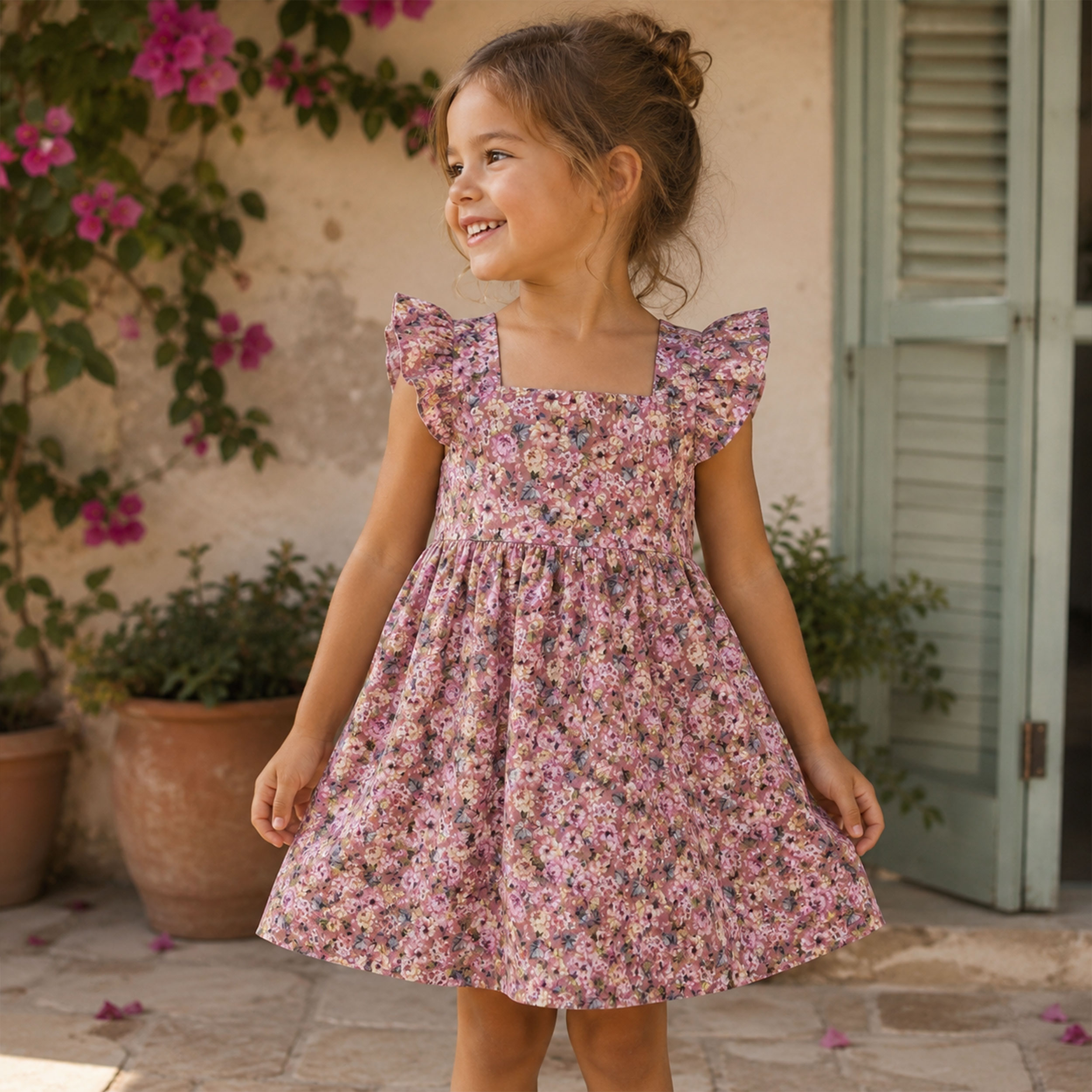 Poplin Cotton Romantic Bouquet Pink Image